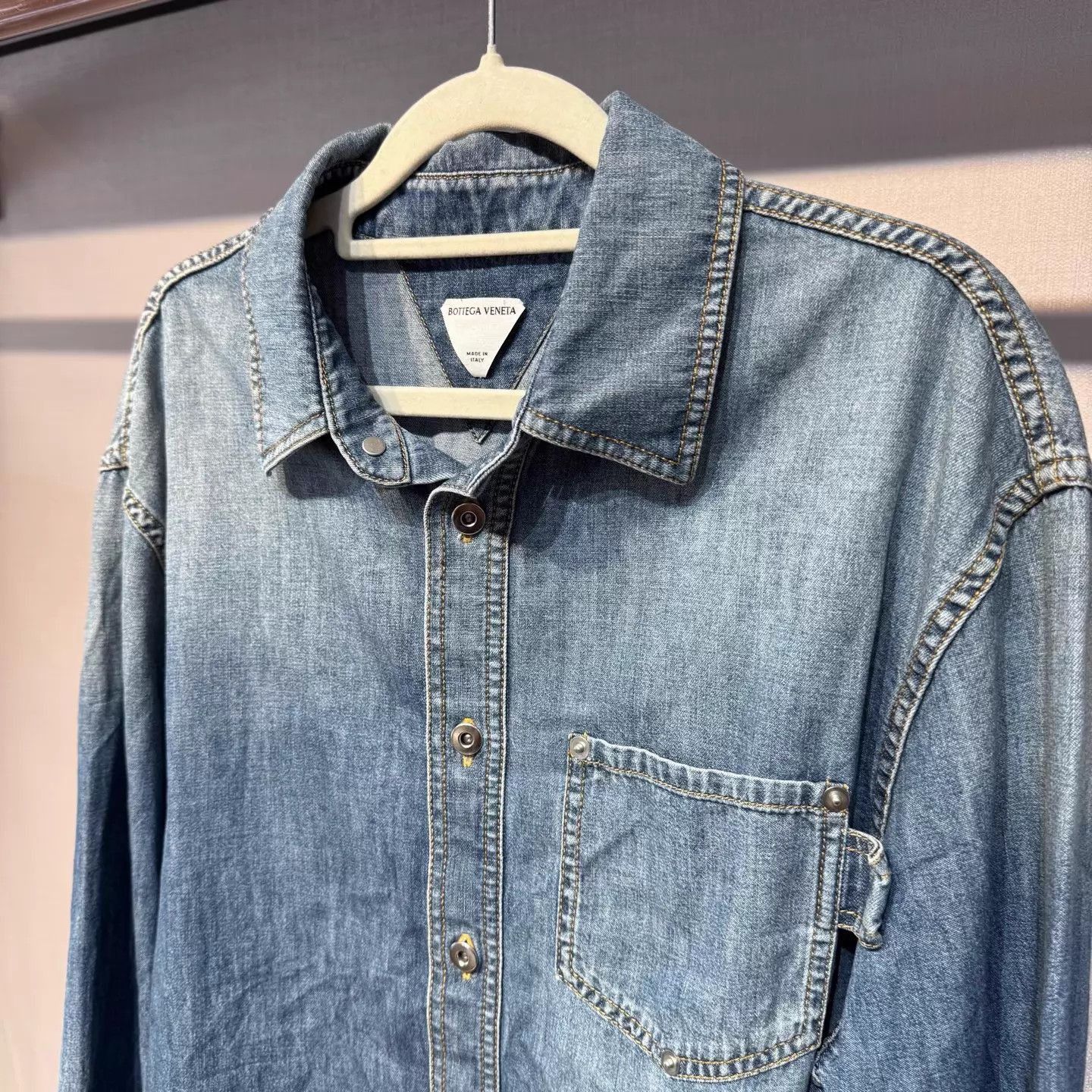 Bottega Veneta Blue Denim Long Sleeve Button-Up Shirt Size US M / EU 48-50 / 2 - 4 Thumbnail