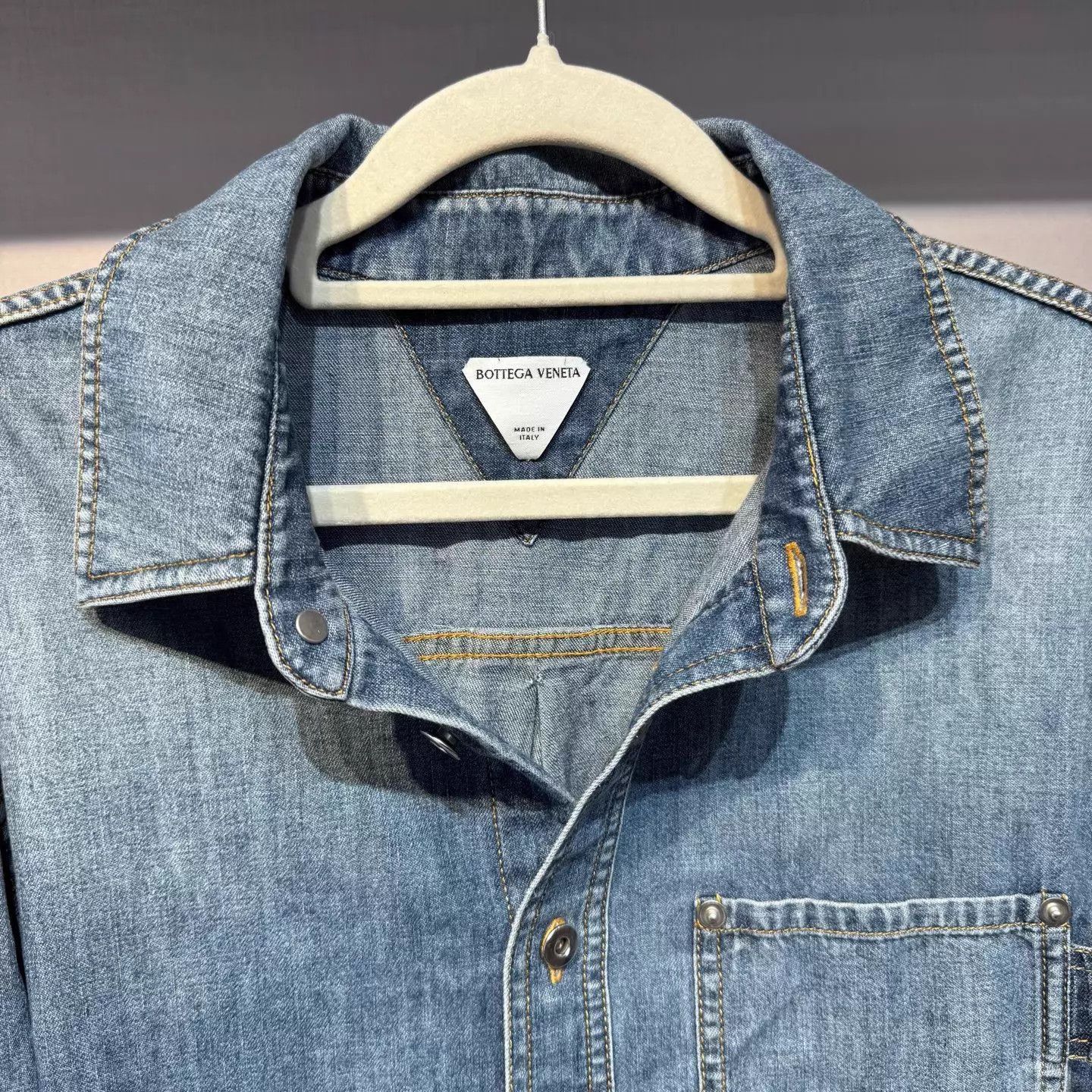 Bottega Veneta Blue Denim Long Sleeve Button-Up Shirt Size US M / EU 48-50 / 2 - 3 Thumbnail