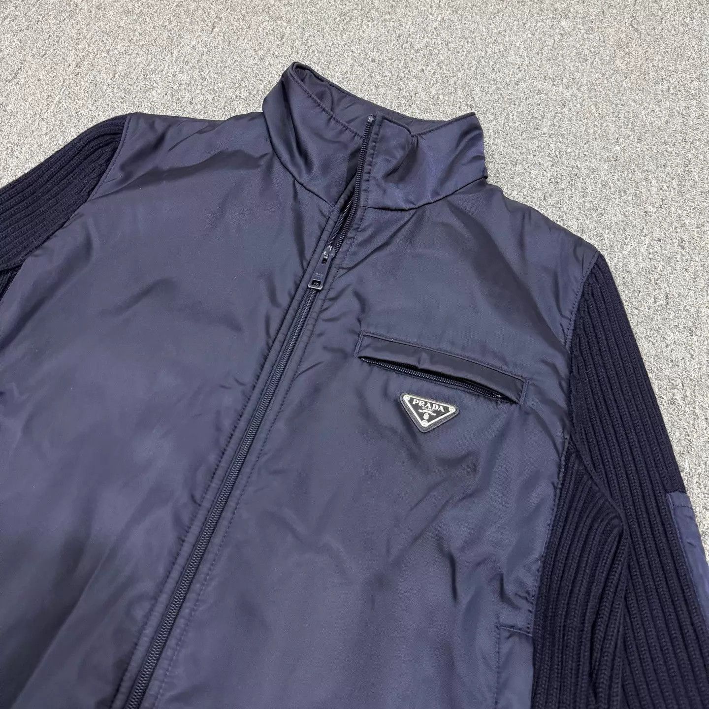 Prada Blue Lightweight Jacket with Ribbed Sleeves Size US M / EU 48-50 / 2 - 3 Thumbnail