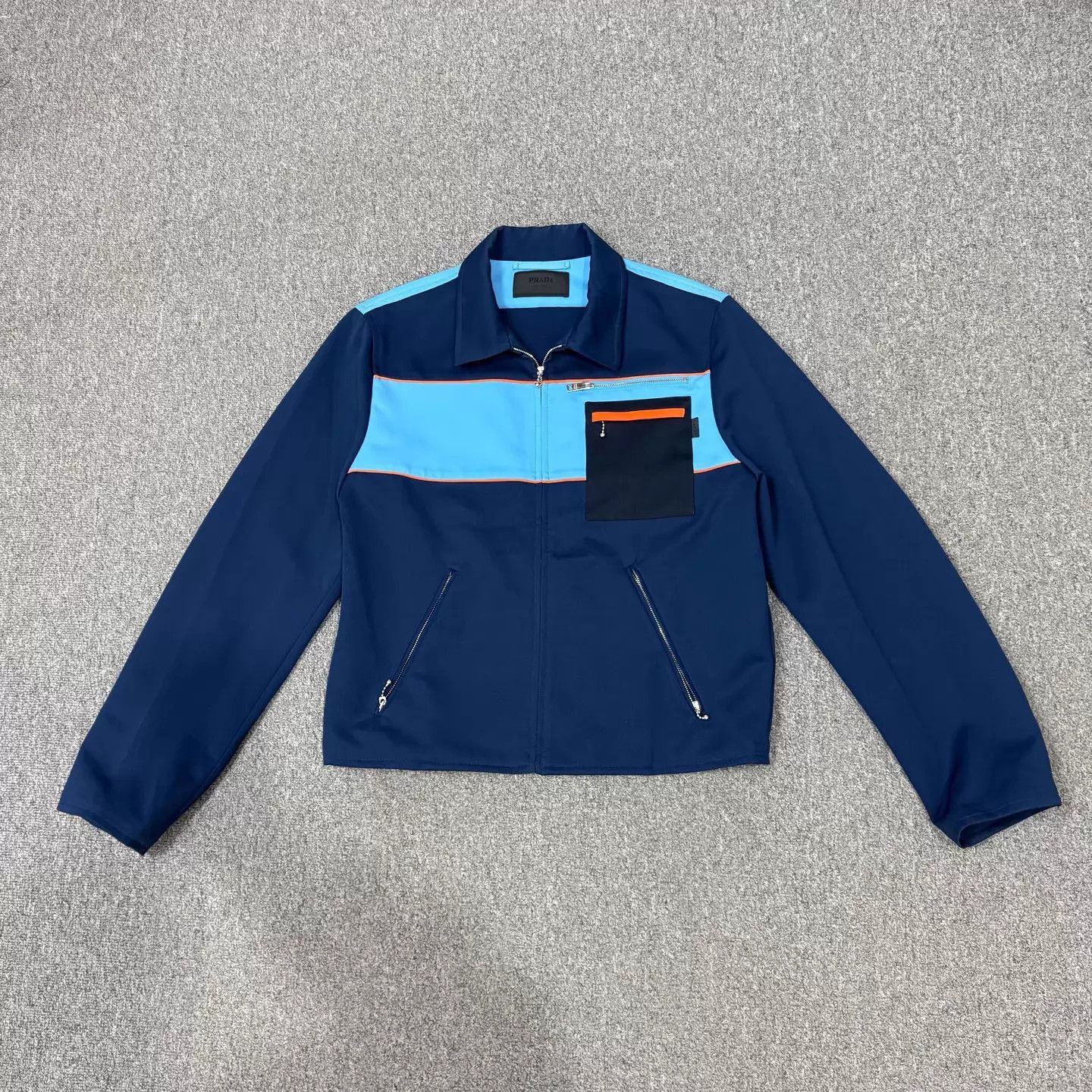 Prada Blue Color Block Zip-Up Jacket Size US M / EU 48-50 / 2 - 2 Thumbnail