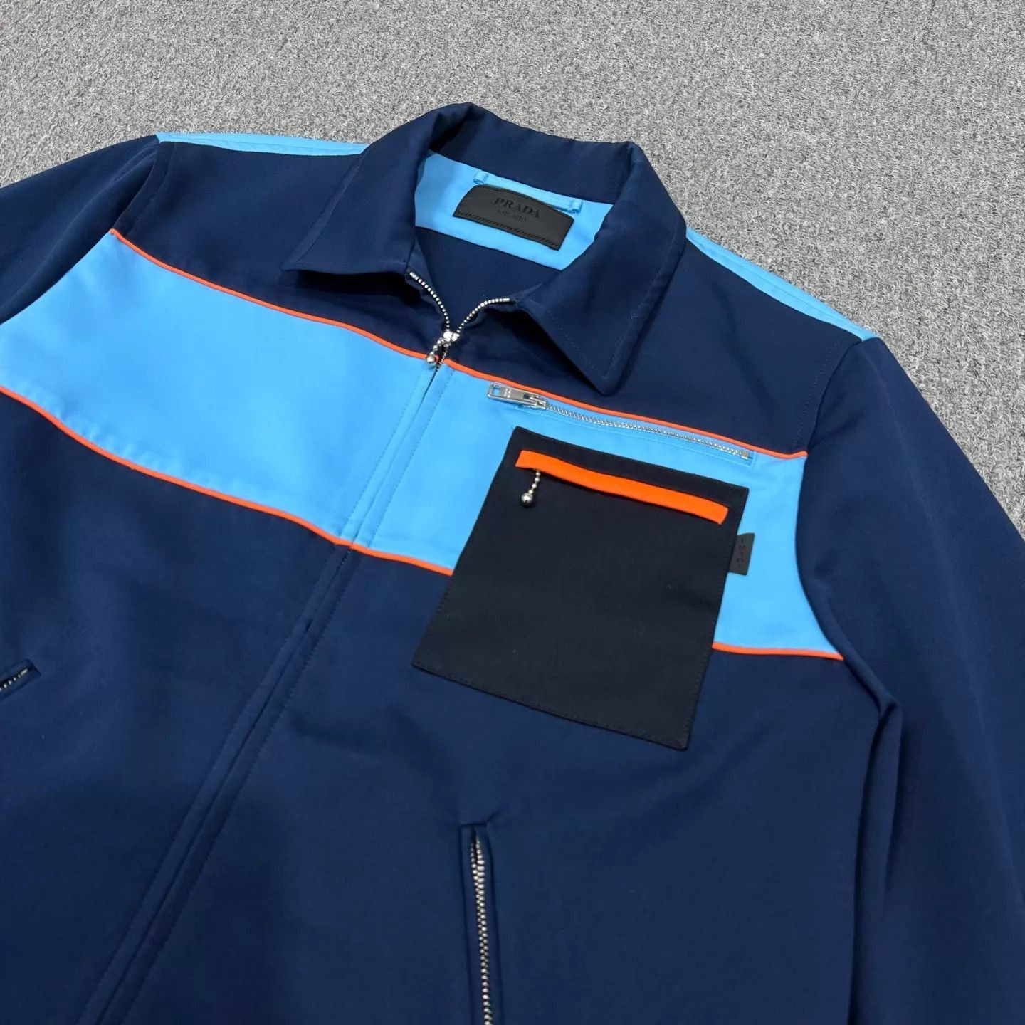 Prada Blue Color Block Zip-Up Jacket Size US M / EU 48-50 / 2 - 4 Thumbnail