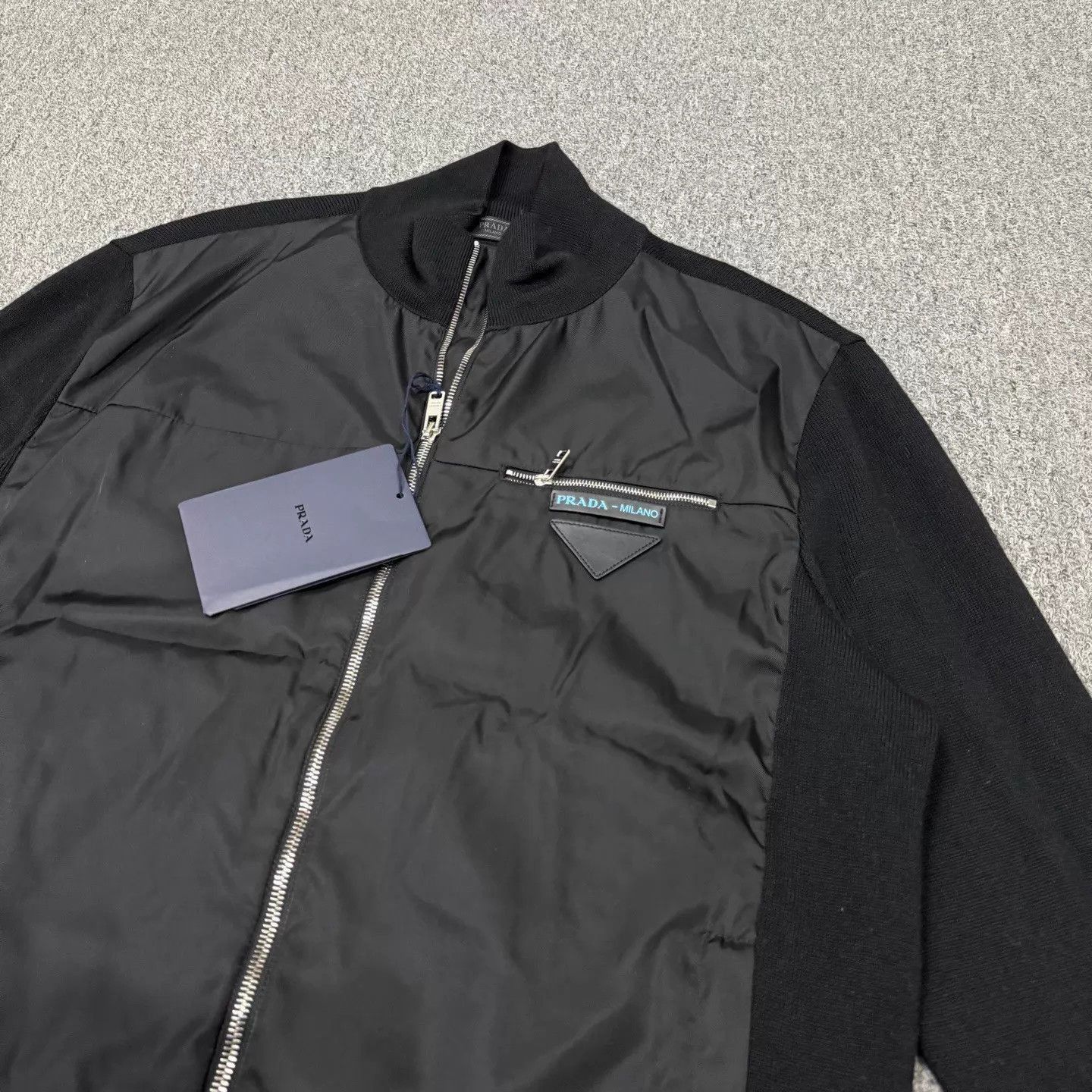 Prada Black Bomber Jacket with Zip Front - Size M Size US M / EU 48-50 / 2 - 3 Thumbnail