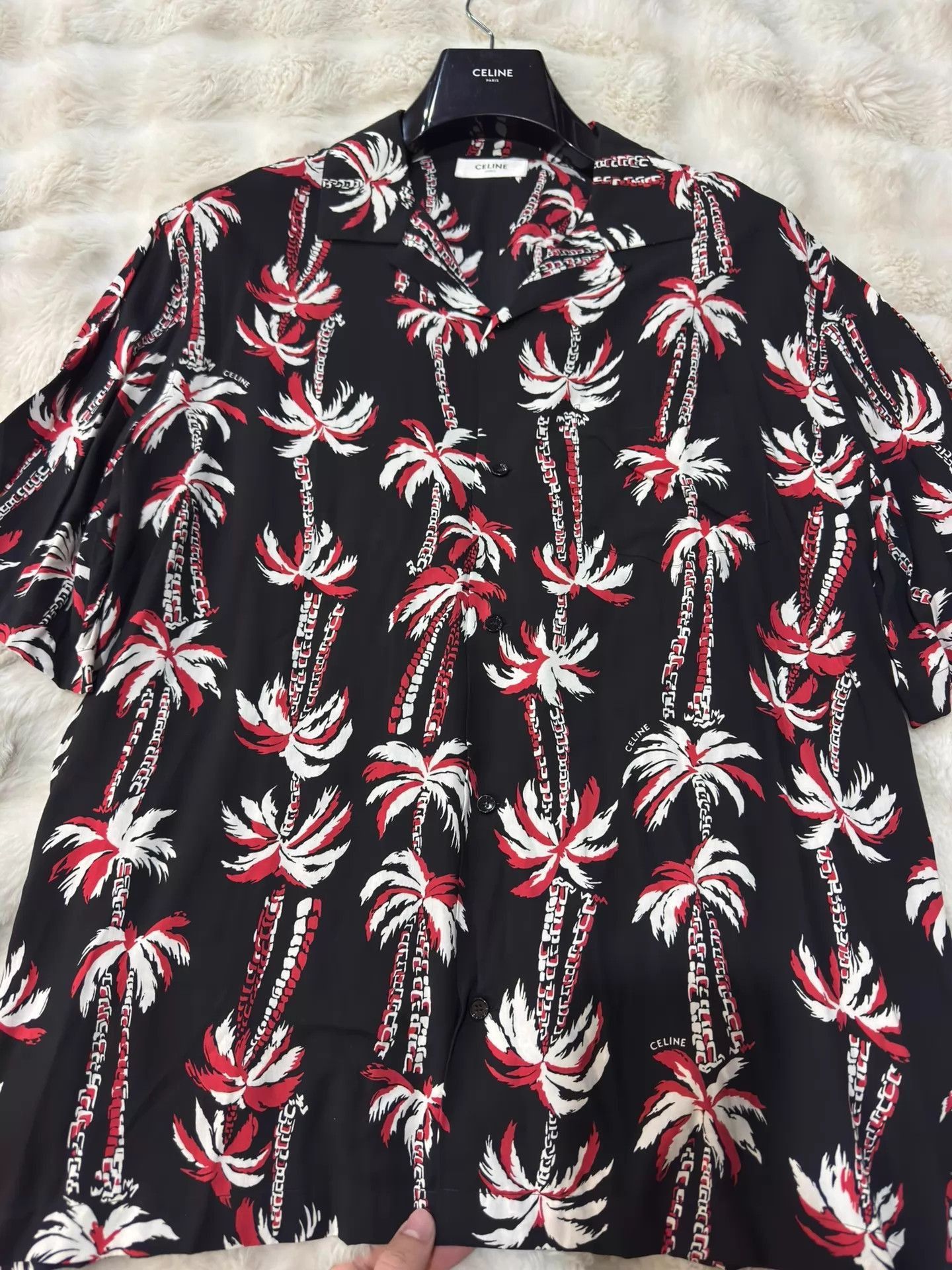 Celine Black Palm Tree Print Short Sleeve Shirt Size US M / EU 48-50 / 2 - 4 Thumbnail