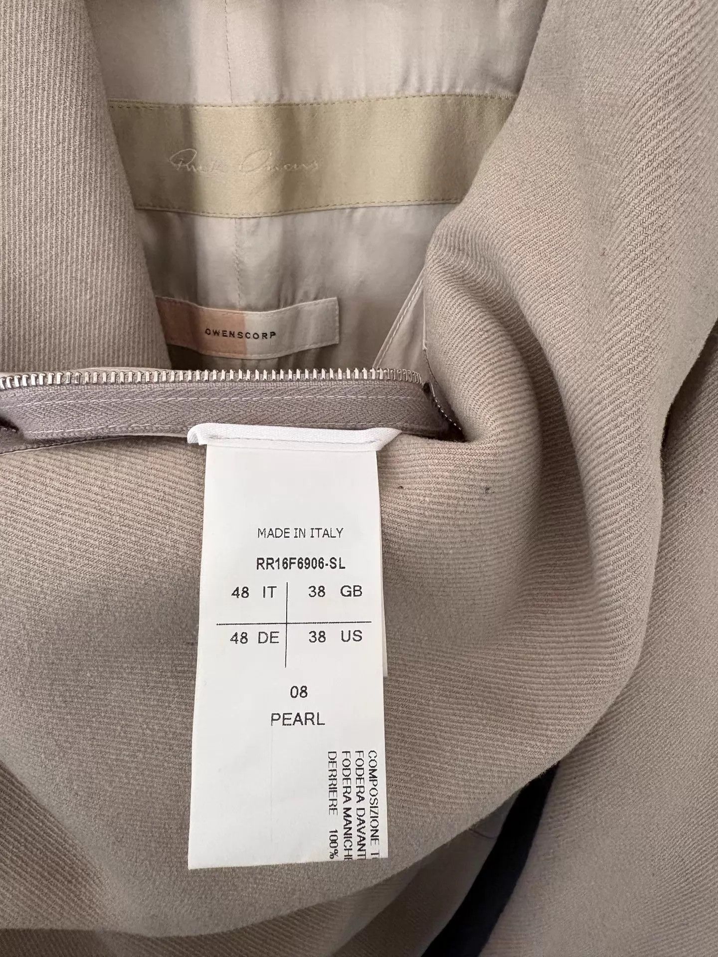 Rick Owens Beige Long Coat - Size M Size US M / EU 48-50 / 2 - 9 Thumbnail