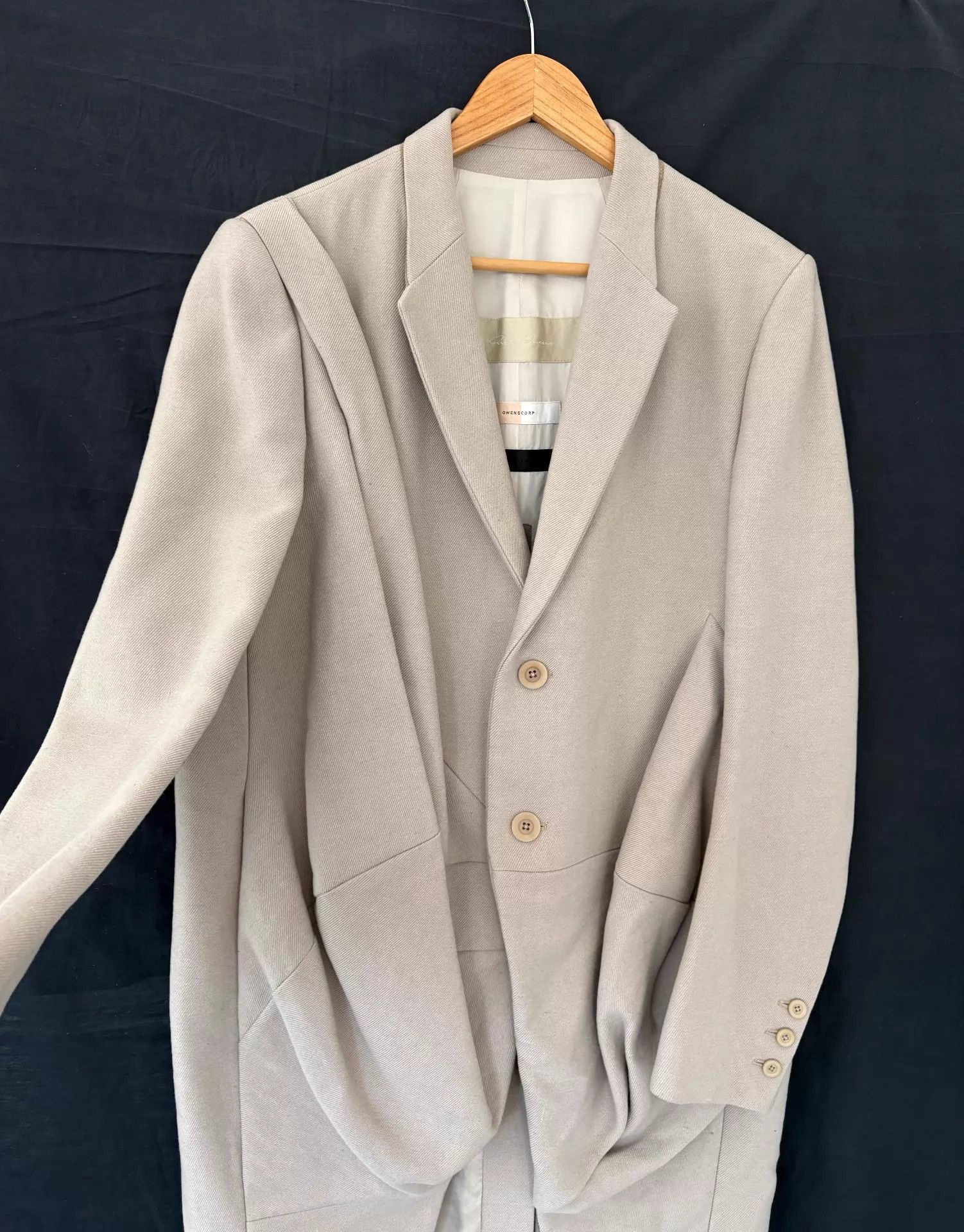 Rick Owens Beige Long Coat - Size M Size US M / EU 48-50 / 2 - 4 Thumbnail