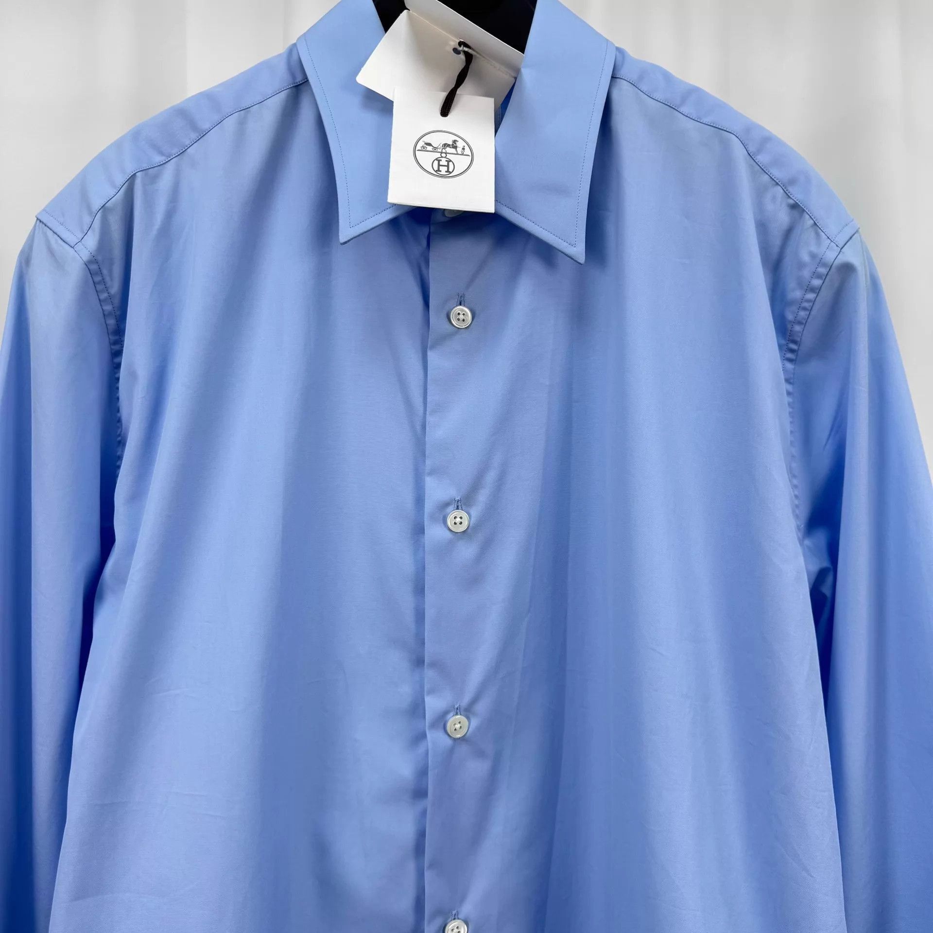 Hermes Blue Long-Sleeve Button-Up Shirt Size L Size US L / EU 52-54 / 3 - 3 Thumbnail