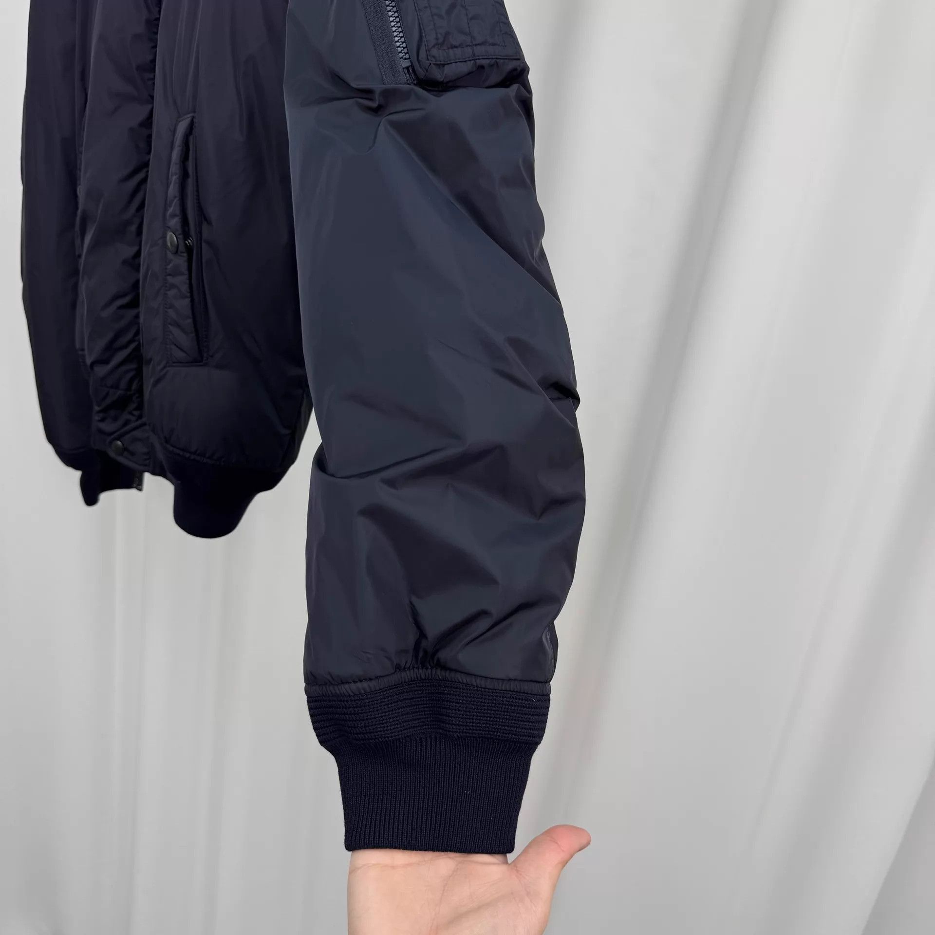Moncler Black Bomber Jacket with Zip Front and Ribbed Hem Size US L / EU 52-54 / 3 - 4 Thumbnail