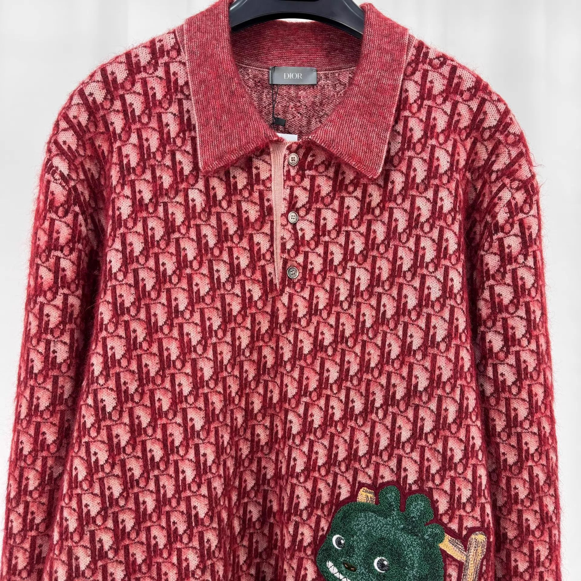 Dior Red Long Sleeve Patterned Shirt with Embroidered Character Size US M / EU 48-50 / 2 - 3 Thumbnail
