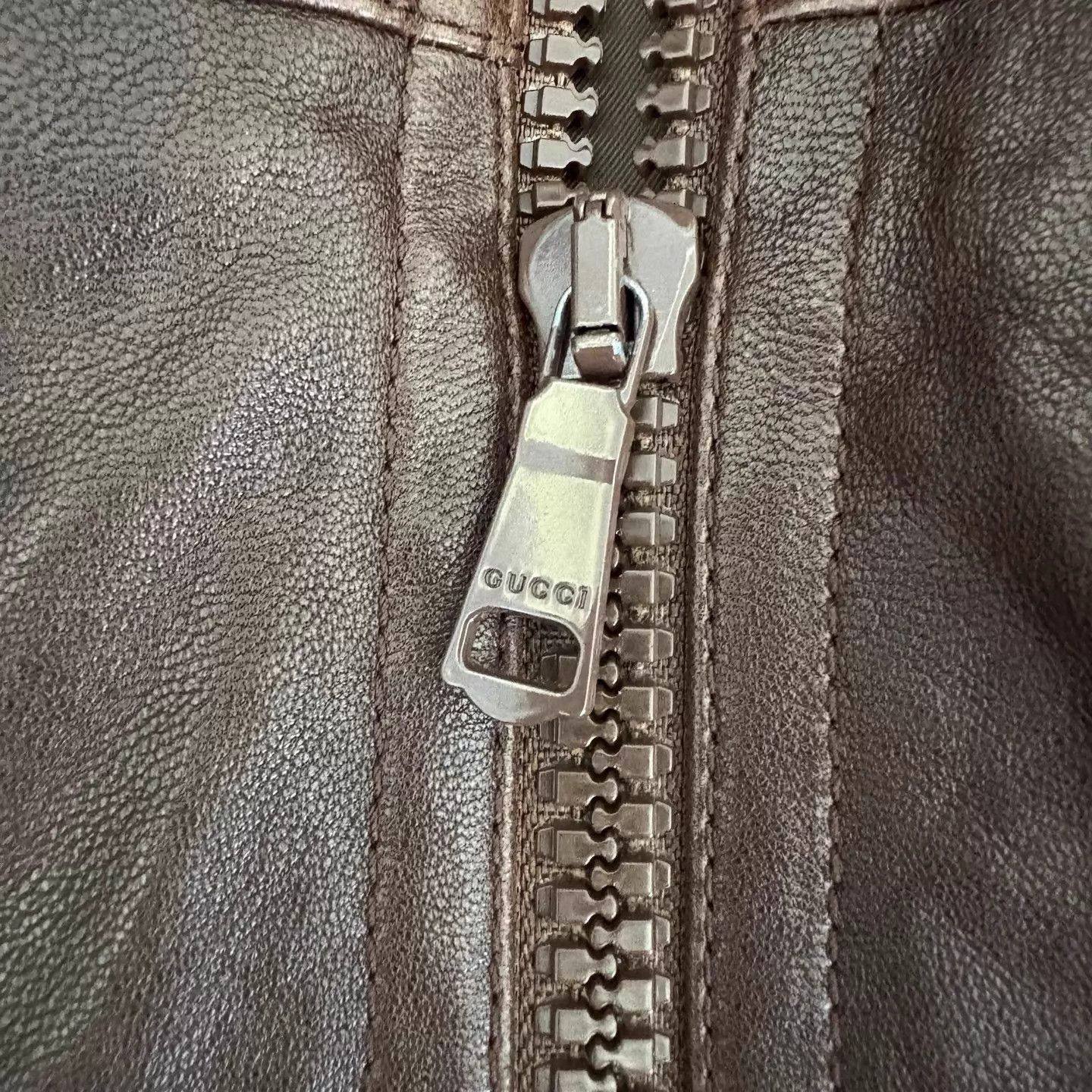 Gucci Brown Leather Jacket with Gold Hardware - Size M Size US M / EU 48-50 / 2 - 6 Thumbnail