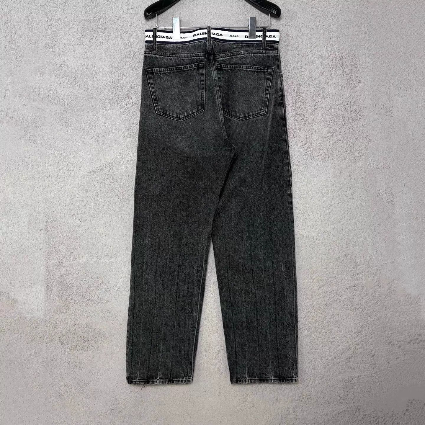 Balenciaga Black Denim Straight-Leg Pants Size 28 Size US 28 / EU 44 - 2 Thumbnail