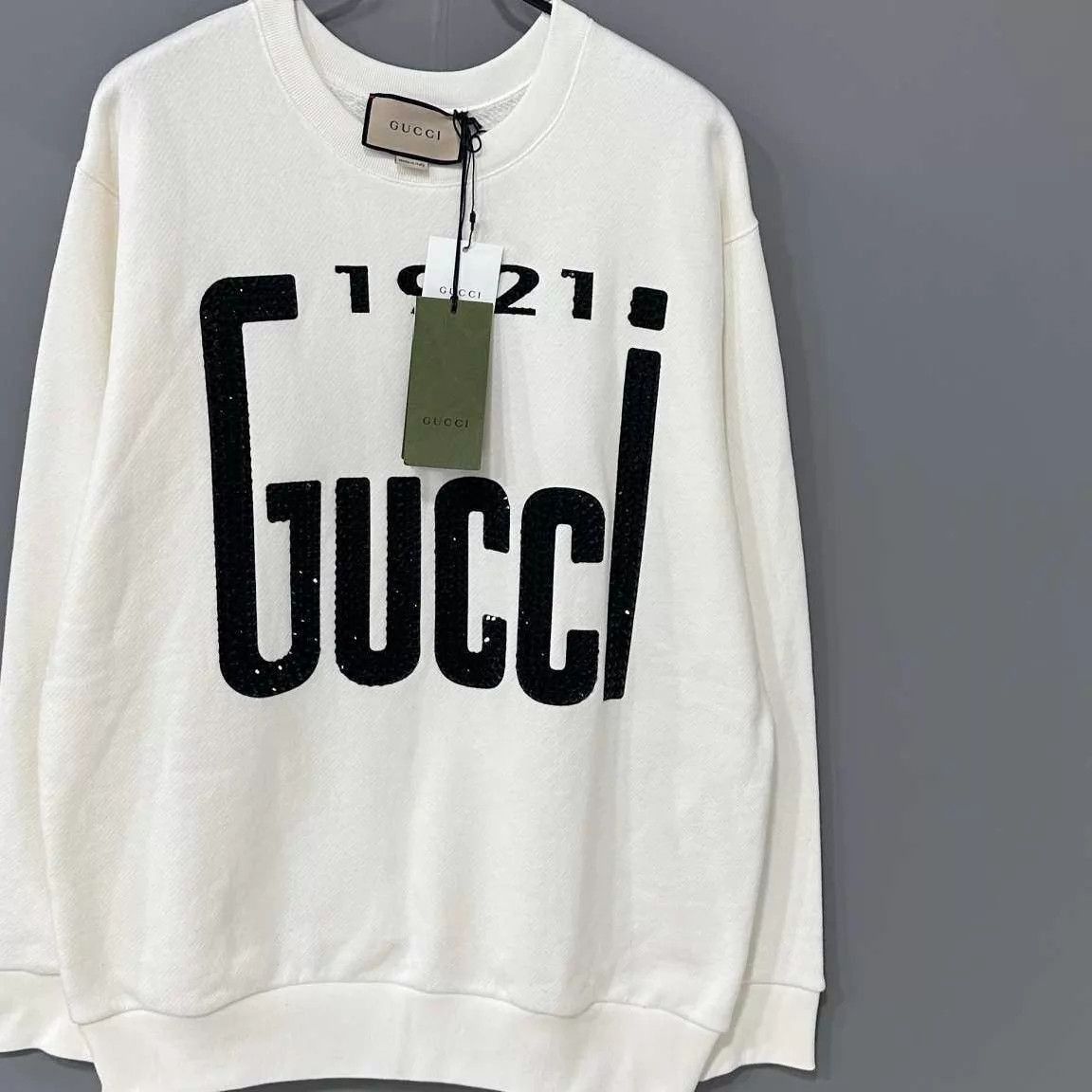 Gucci White Sequin Logo Long Sleeve Sweatshirt Size US S / EU 44-46 / 1 - 2 Thumbnail