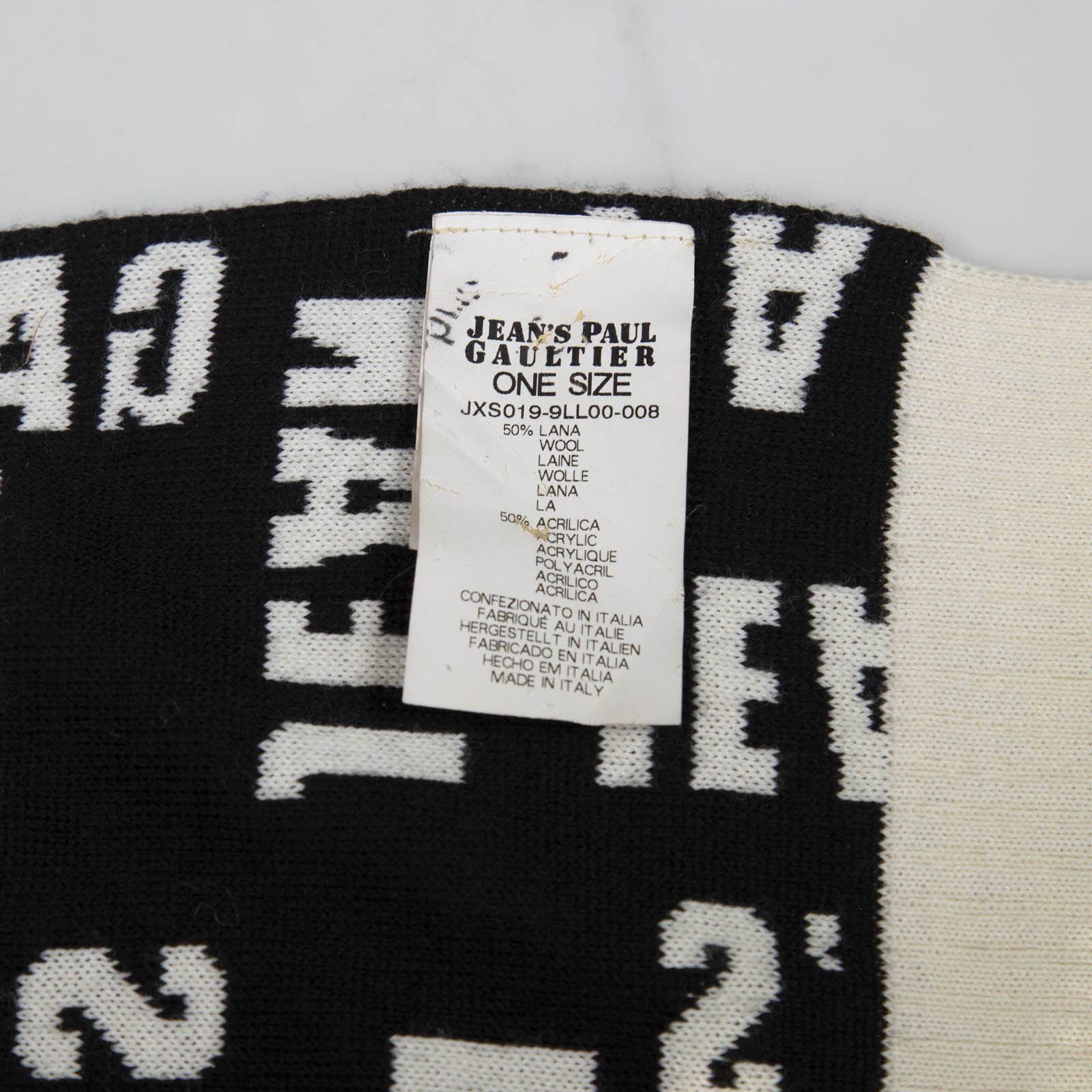 Jean Paul Gaultier Jean's Paul Gaultier Black & White Wool Logo Scarf Size ONE SIZE - 6 Thumbnail
