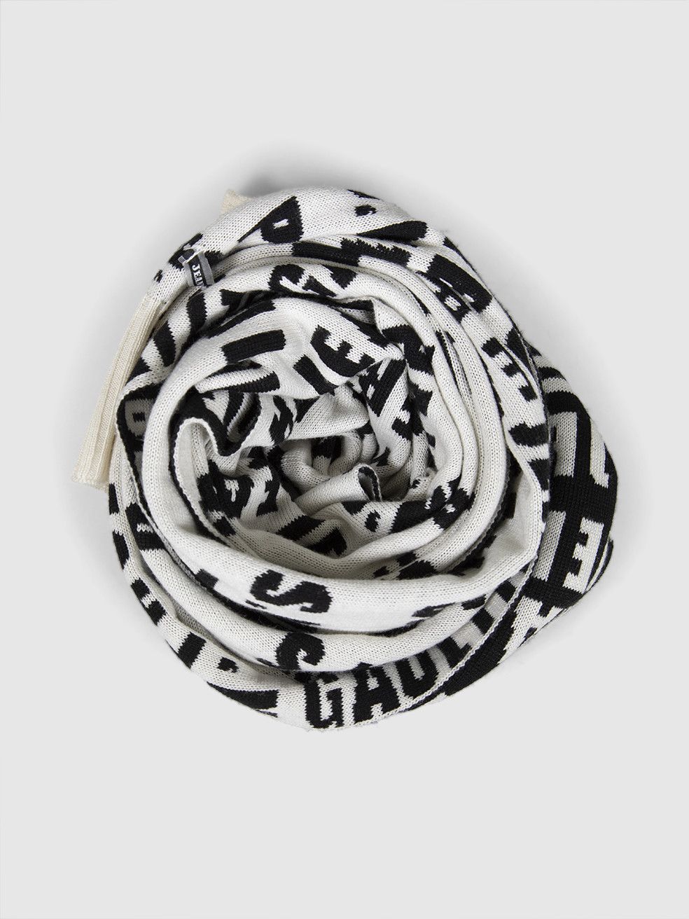 Jean Paul Gaultier Jean's Paul Gaultier Black & White Wool Logo Scarf Size ONE SIZE - 2 Thumbnail