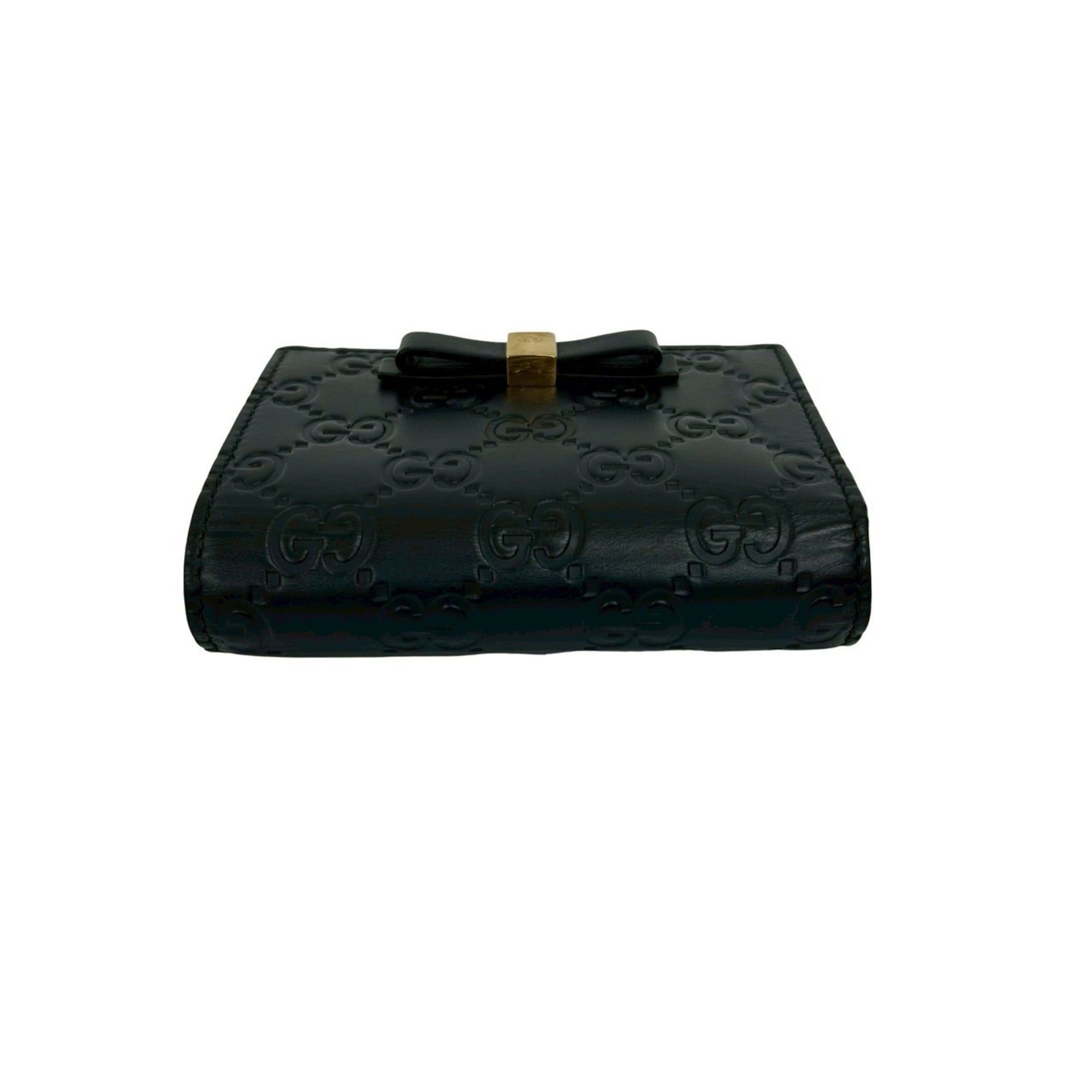 Gucci Gucci Shima GG Ribbon Motif Leather Card Case/Business Holder Mini Black 41863 Size ONE SIZE - 3 Thumbnail