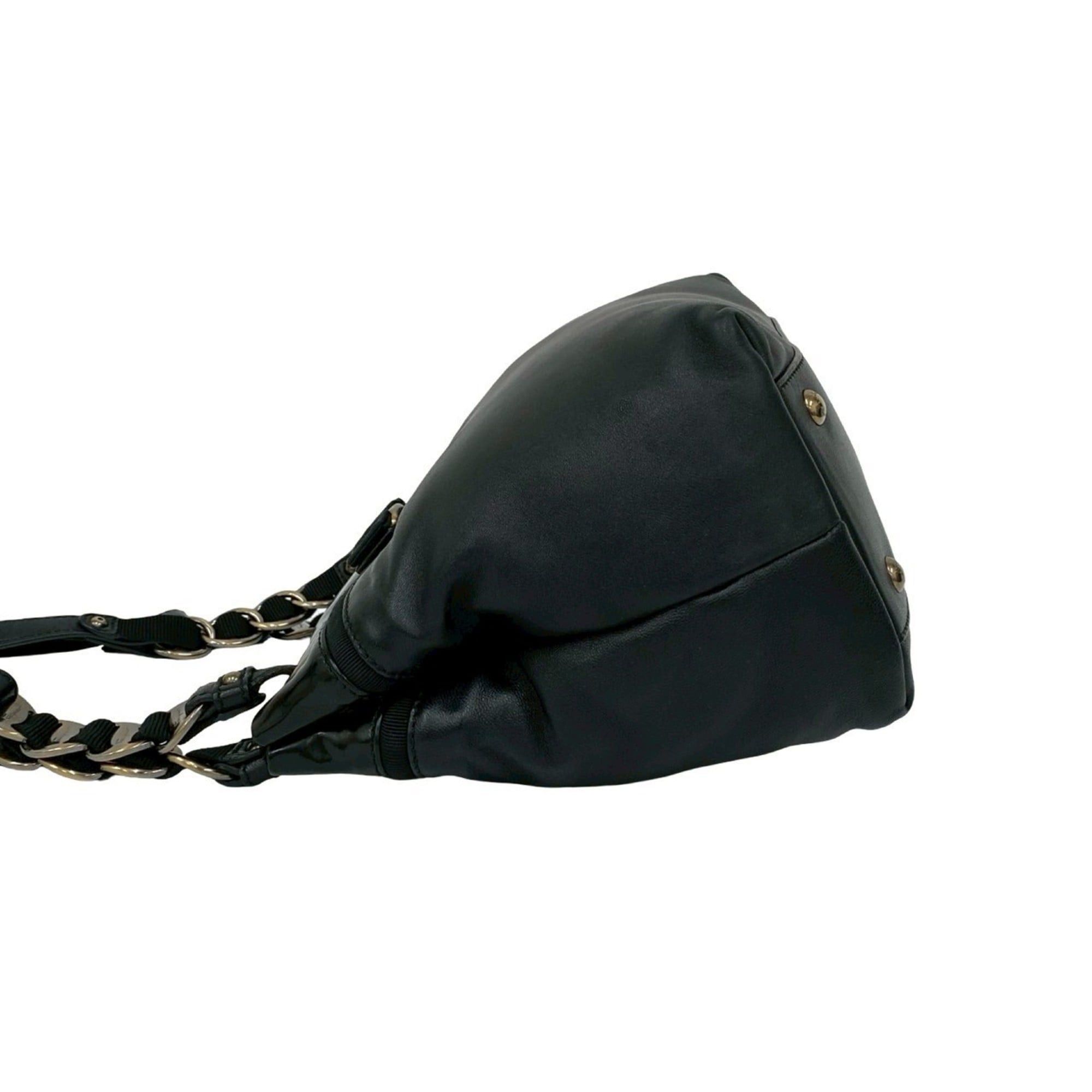 Salvatore Ferragamo Salvatore Ferragamo Vara Ribbon Leather and Patent Semi-Shoulder Bag/Tote Bag, Black, 85460 Size ONE SIZE - 5 Thumbnail