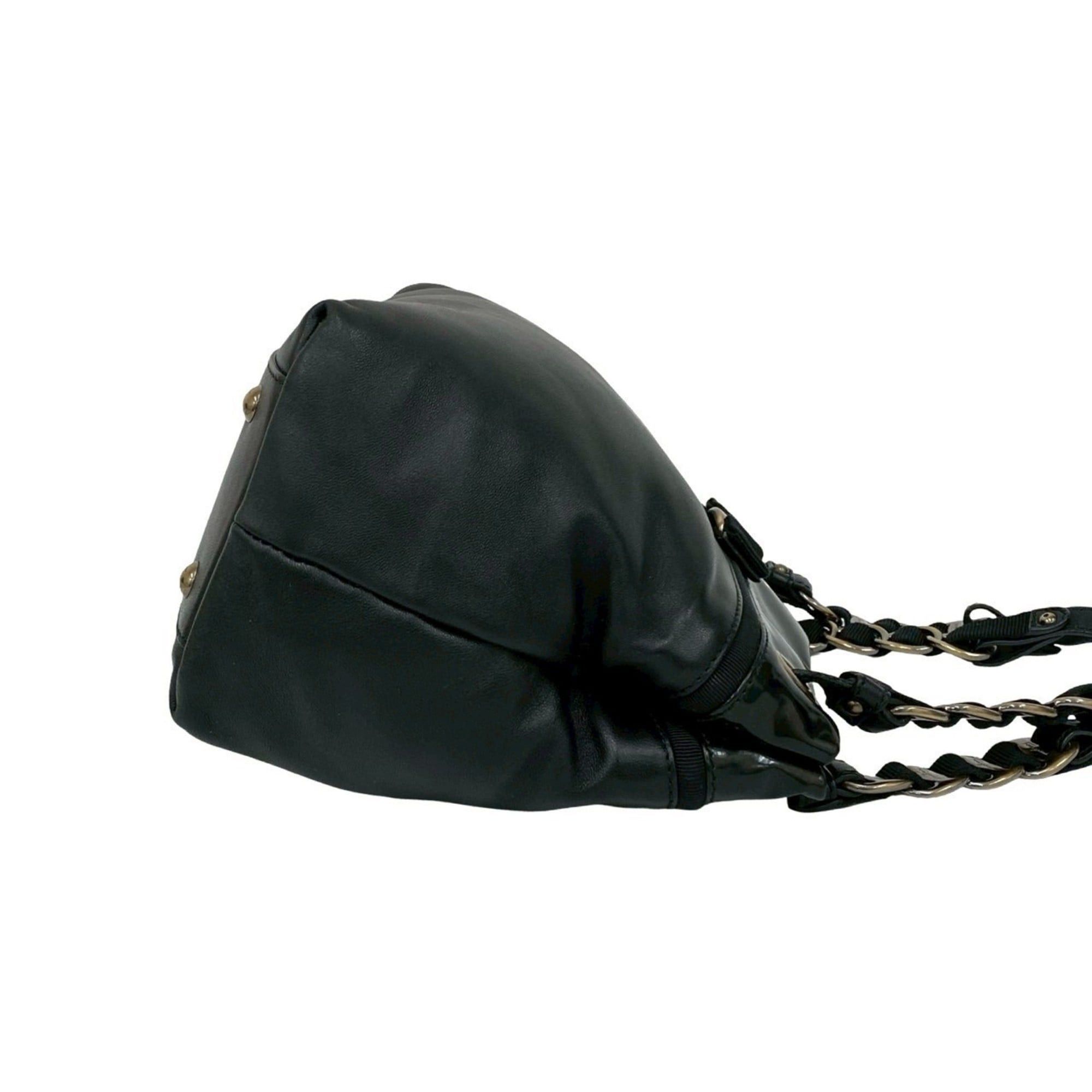 Salvatore Ferragamo Salvatore Ferragamo Vara Ribbon Leather and Patent Semi-Shoulder Bag/Tote Bag, Black, 85460 Size ONE SIZE - 6 Thumbnail