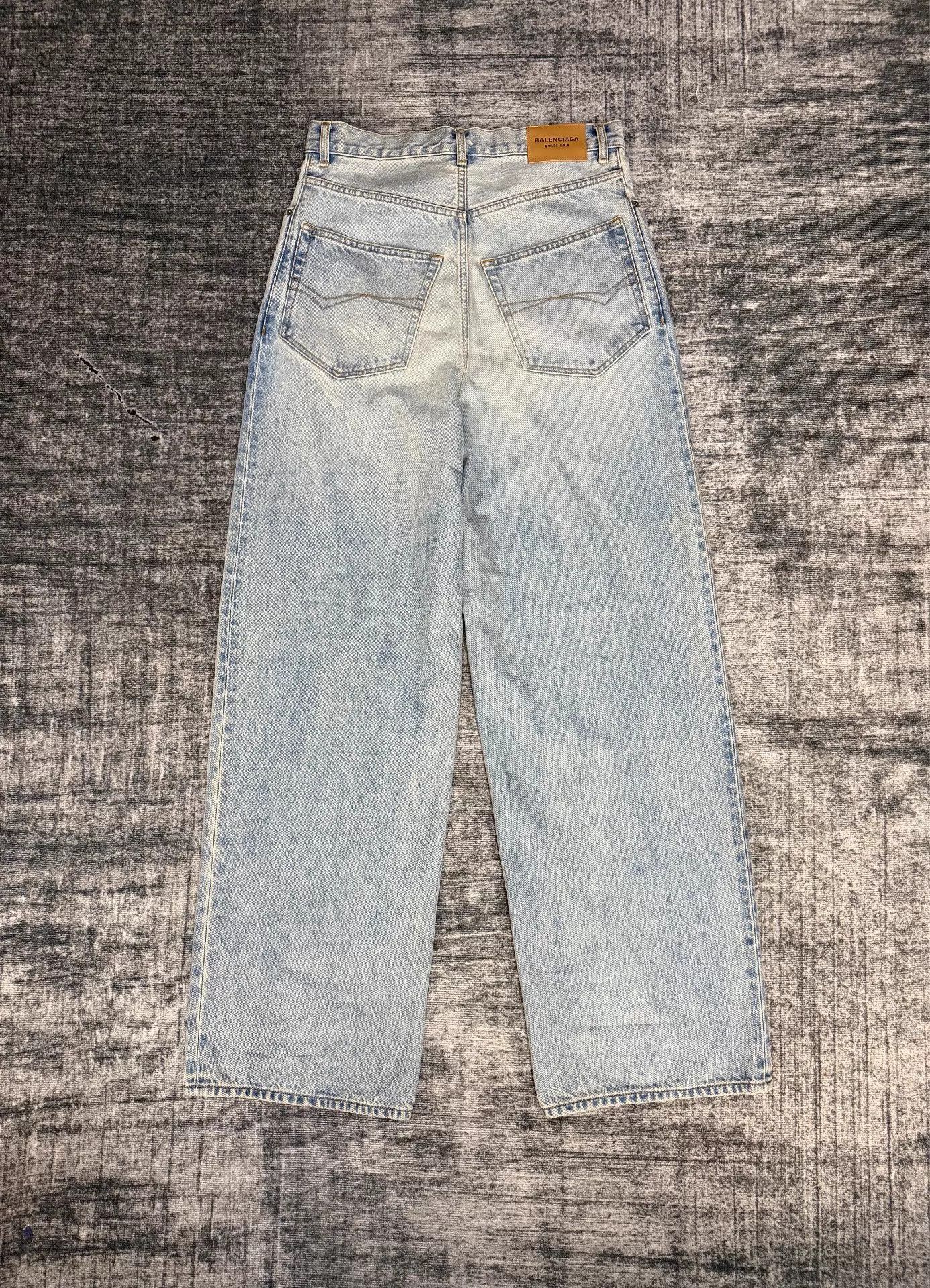 Balenciaga Blue Denim Wide-Leg Pants Size 26 Size US 26 / EU 42 - 2 Thumbnail
