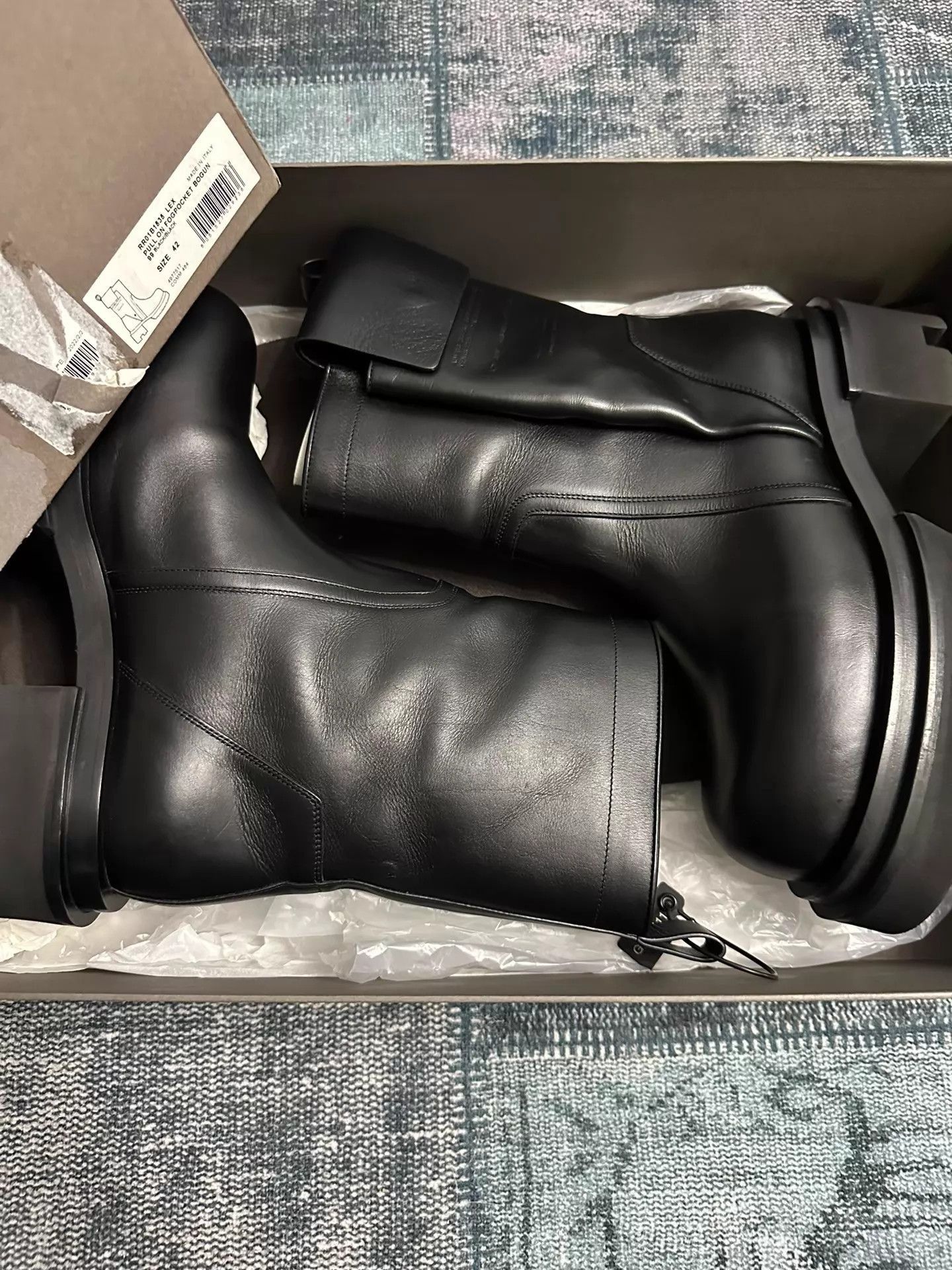 Rick Owens Black Leather Boots with Chunky Platform Sole Size 9 Size US 9 / EU 42 - 9 Thumbnail