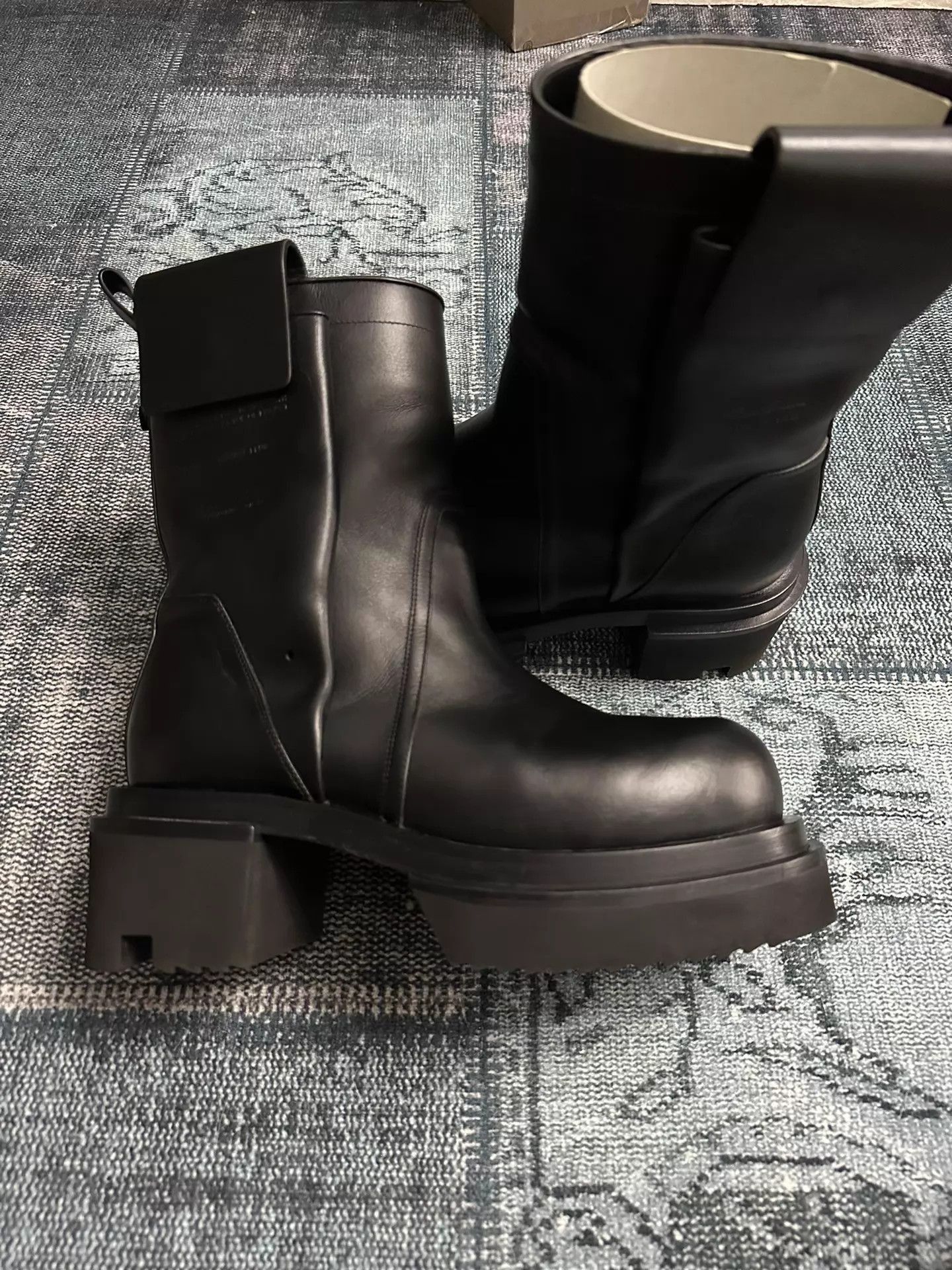 Rick Owens Black Leather Boots with Chunky Platform Sole Size 9 Size US 9 / EU 42 - 4 Thumbnail