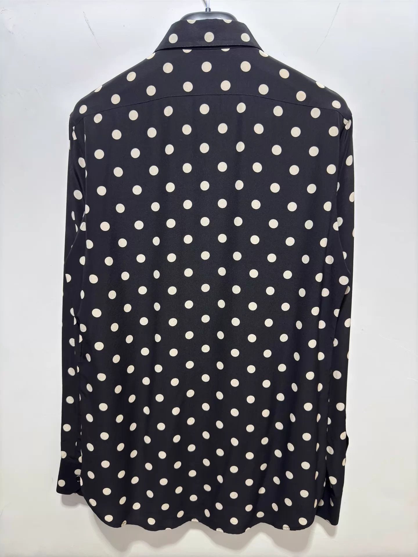 Saint Laurent Paris Black Polka Dot Long Sleeve Button-Up Shirt Size US XXS / EU 40 - 2 Thumbnail
