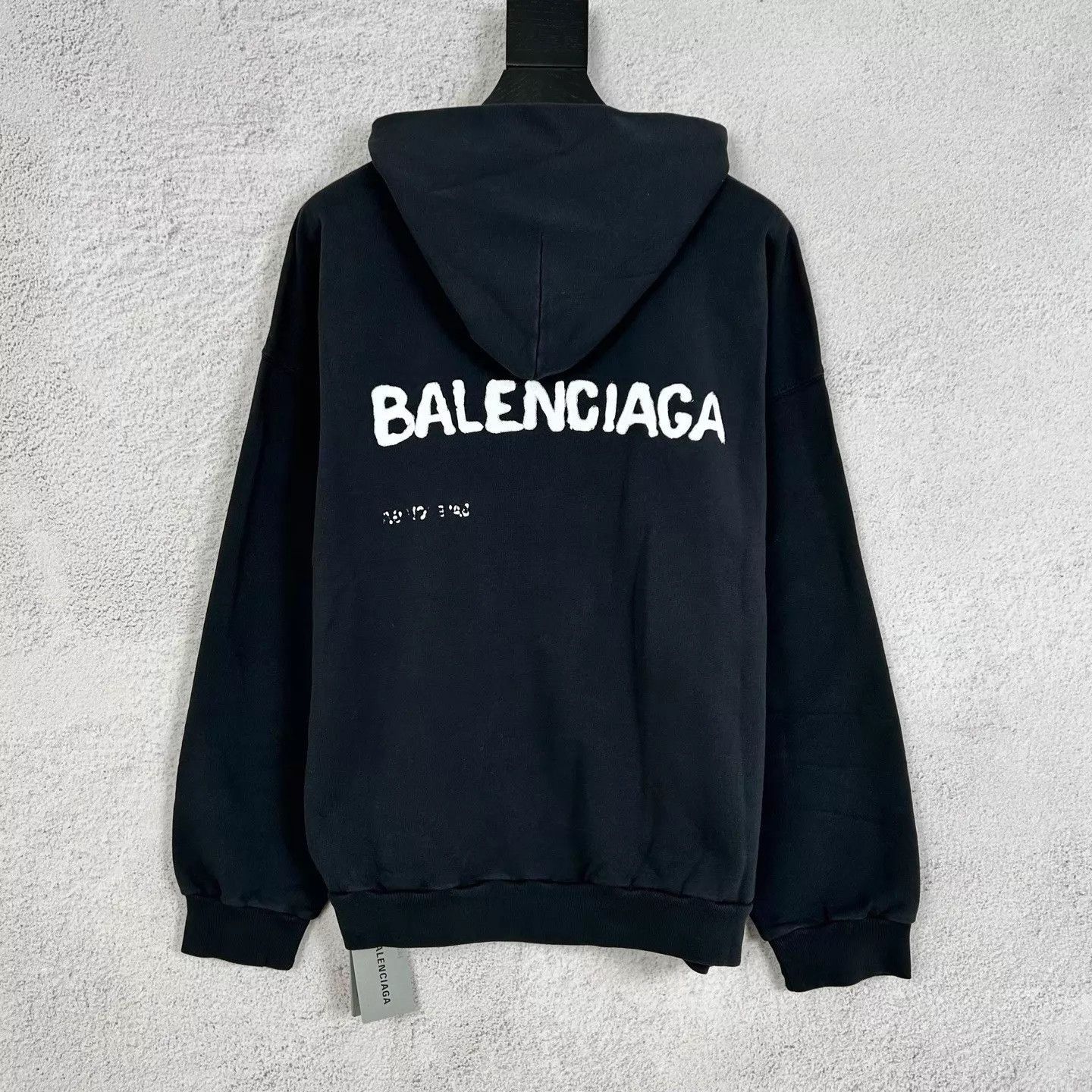 Balenciaga Black Printed Hoodie with Front Pocket Size US S / EU 44-46 / 1 - 2 Thumbnail