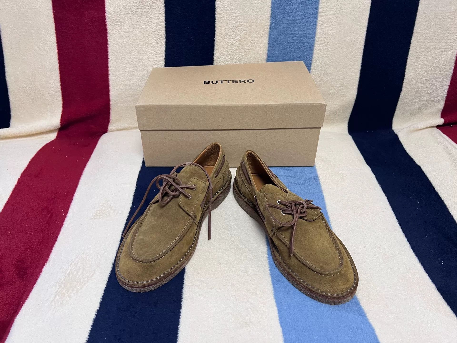 Buttero BUTTERO b9322 Deep Khaki Boat Shoes Size US 7 / EU 40 - 2 Thumbnail