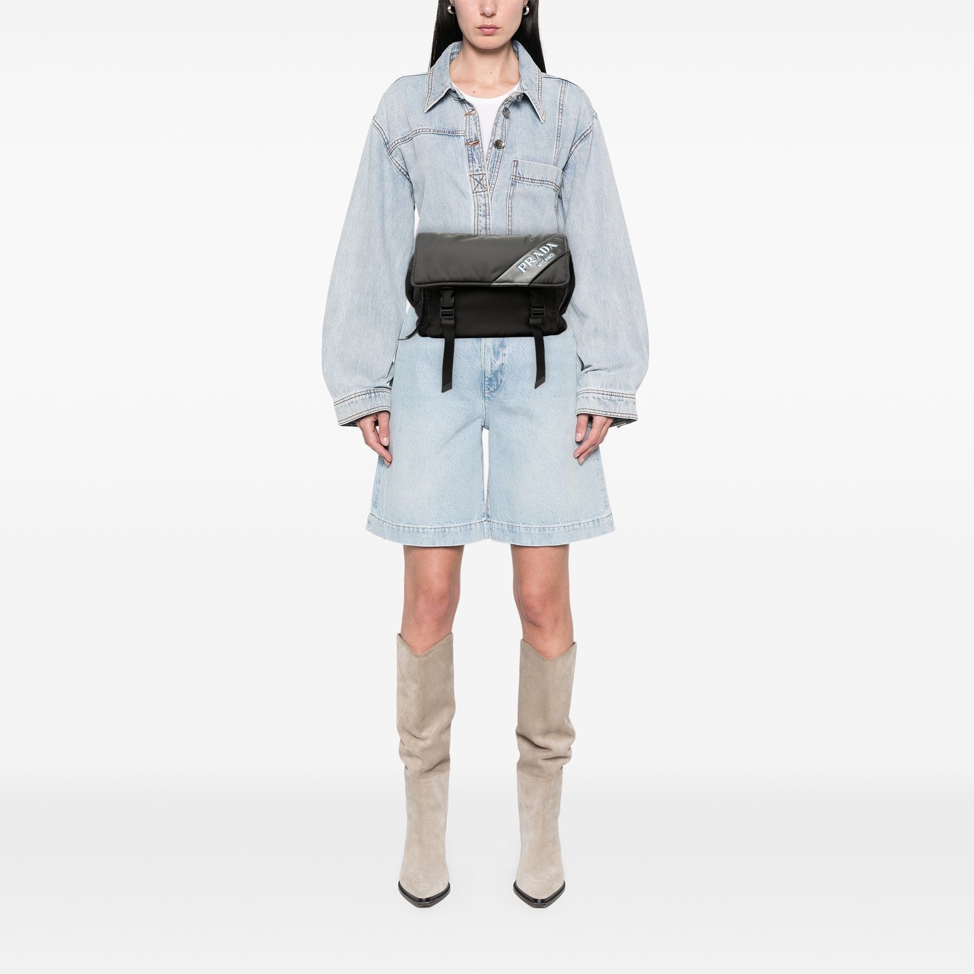 Prada Soft Calf Trimmed Tessuto Double Buckle Belt Bag Size ONE SIZE - 6 Thumbnail
