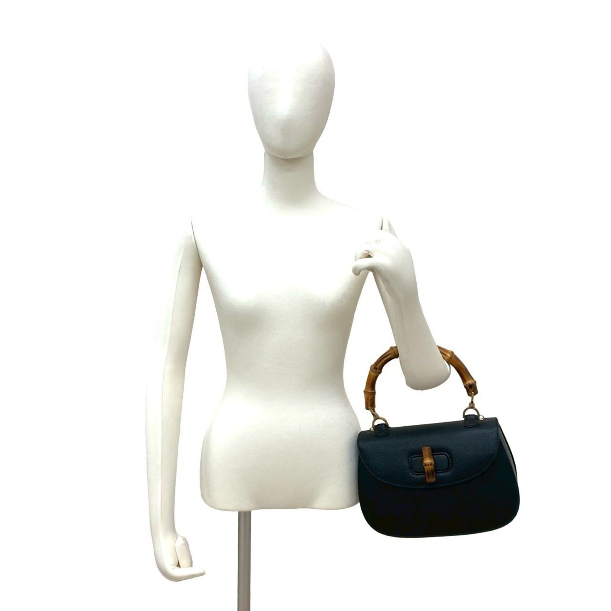 Gucci GUCCI Old Gucci Bamboo Leather Turnlock Handbag Black 65731 Size ONE SIZE - 2 Thumbnail