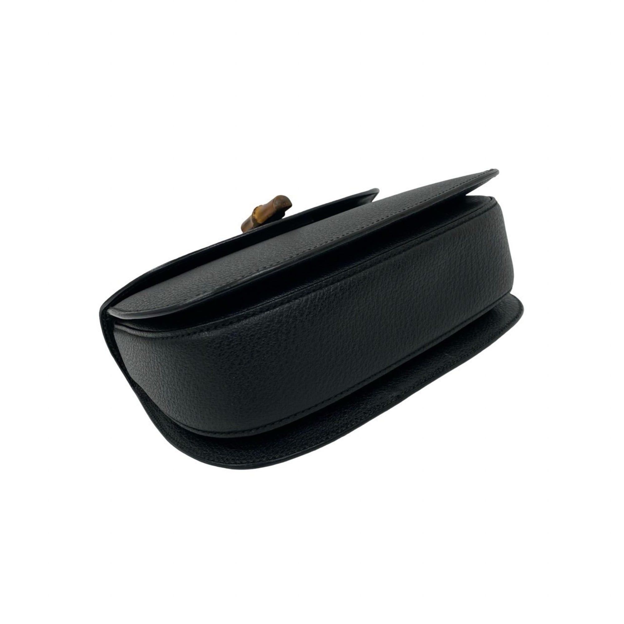 Gucci GUCCI Old Gucci Bamboo Leather Turnlock Handbag Black 65731 Size ONE SIZE - 7 Thumbnail