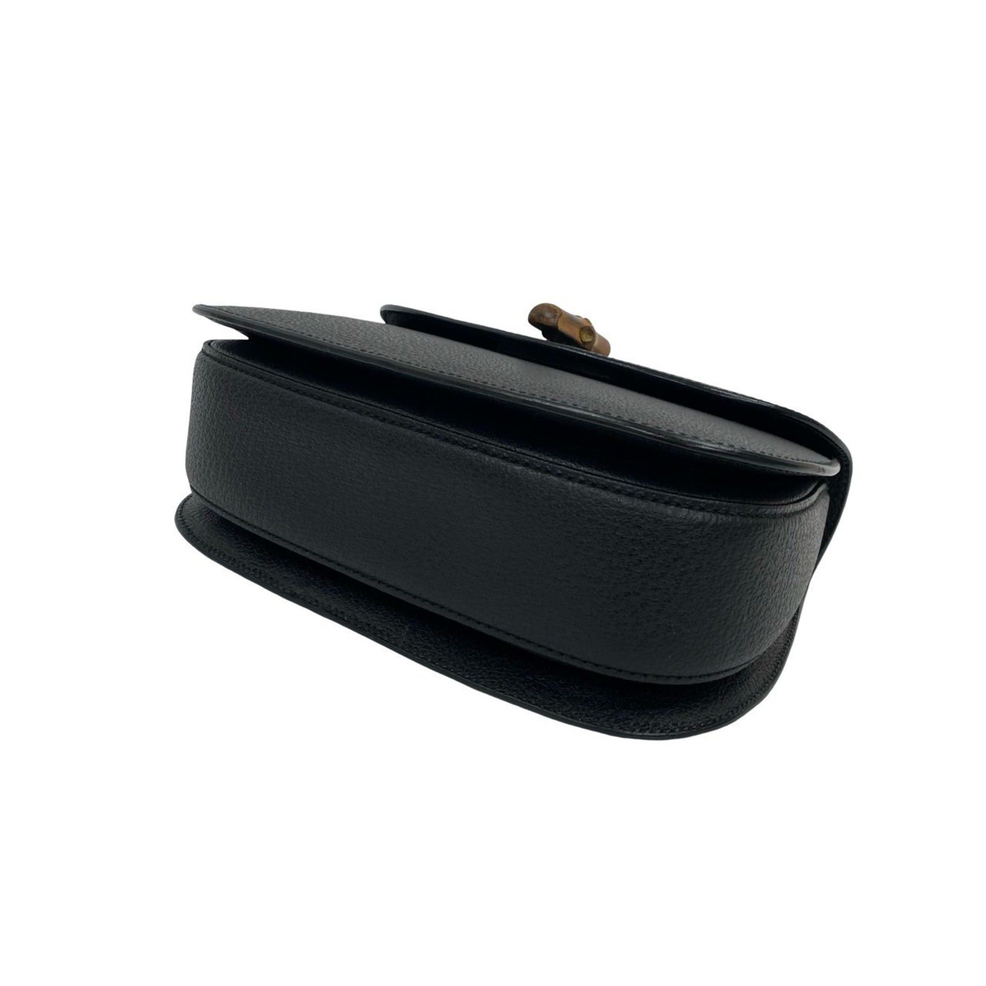 Gucci GUCCI Old Gucci Bamboo Leather Turnlock Handbag Black 65731 Size ONE SIZE - 8 Thumbnail