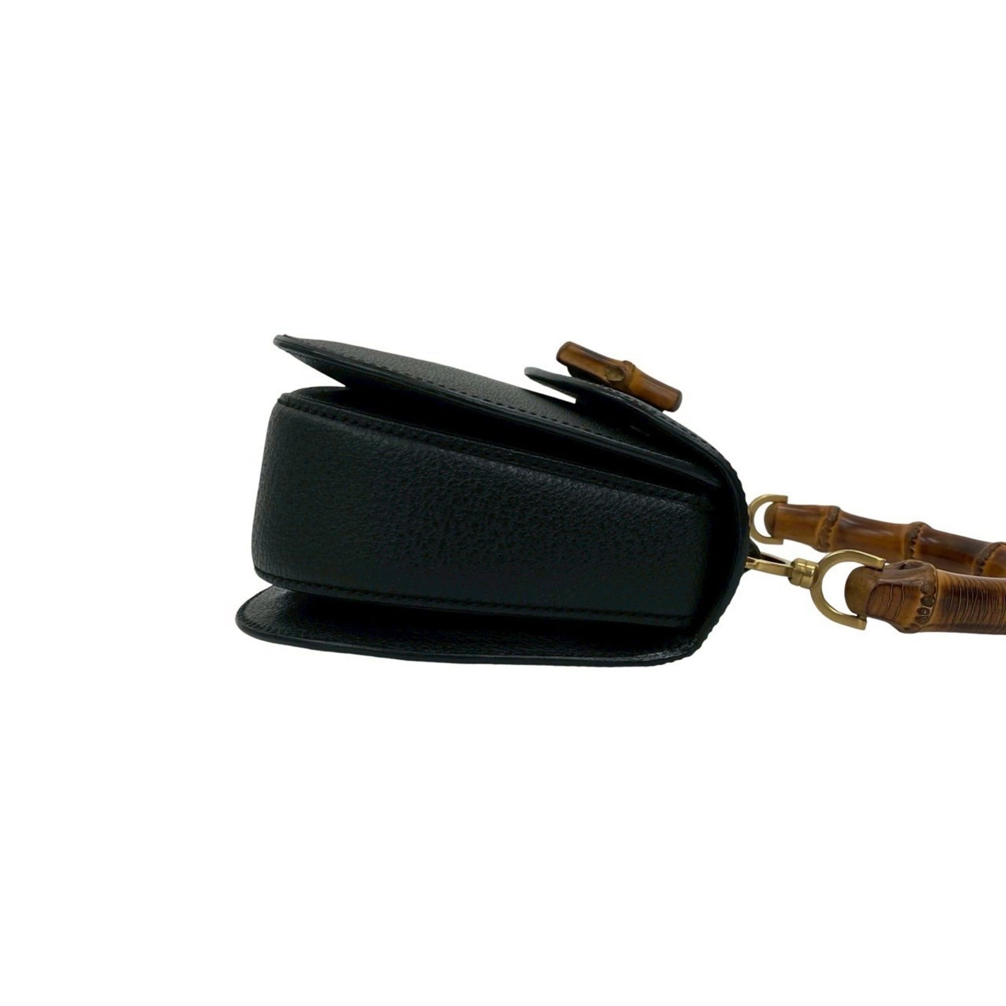 Gucci GUCCI Old Gucci Bamboo Leather Turnlock Handbag Black 65731 Size ONE SIZE - 6 Thumbnail
