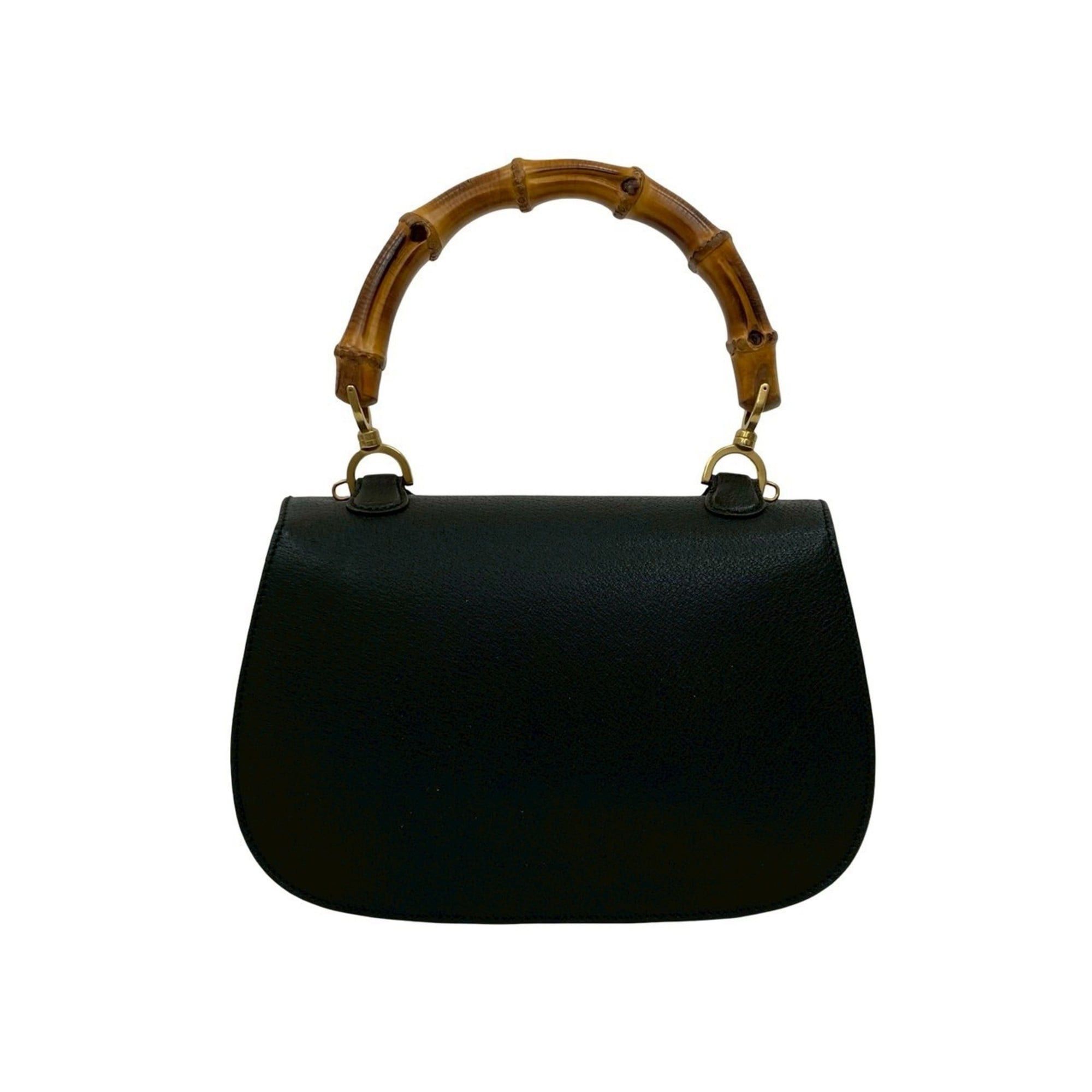 Gucci GUCCI Old Gucci Bamboo Leather Turnlock Handbag Black 65731 Size ONE SIZE - 3 Thumbnail