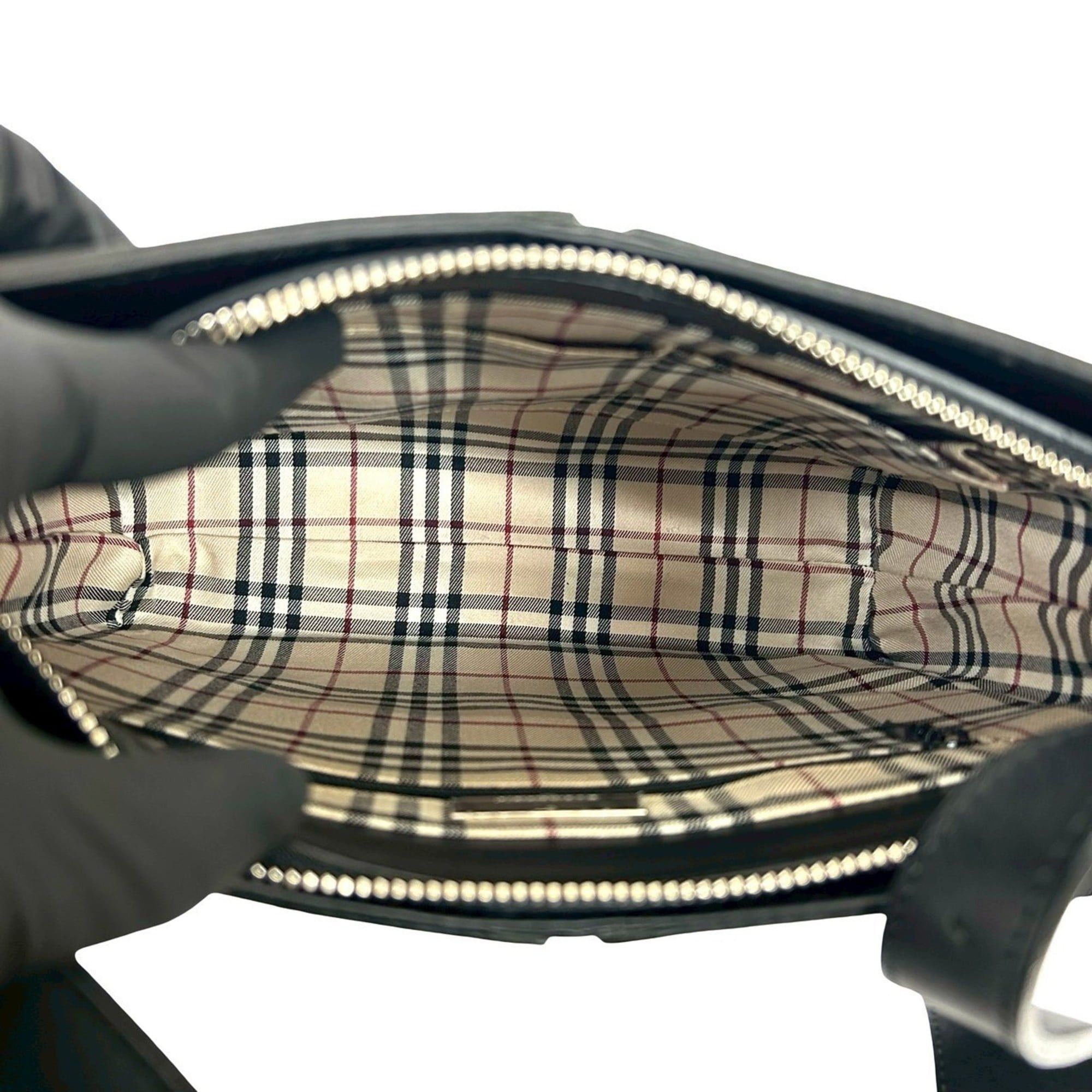 Burberry BURBERRY Nova Check Leather Semi-One Shoulder Bag Tote Black 11376 Size ONE SIZE - 9 Thumbnail