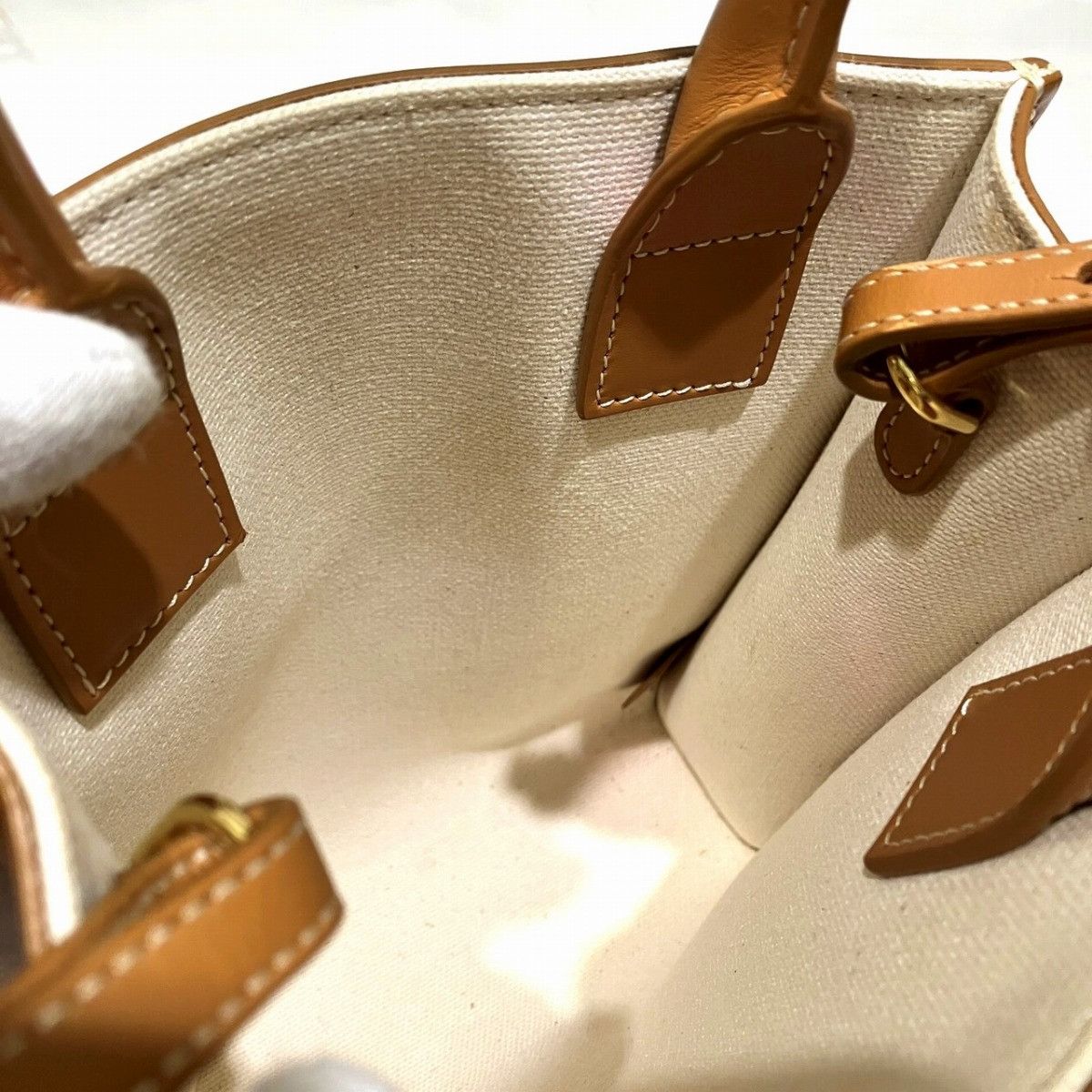 Celine Celine Celine Mini Vertical Cabas Calfskin Canvas Shoulder Bag Leather Shoulder Bag 193302BNZ.02NT DUTY FREE for USA Size ONE SIZE - 6 Thumbnail