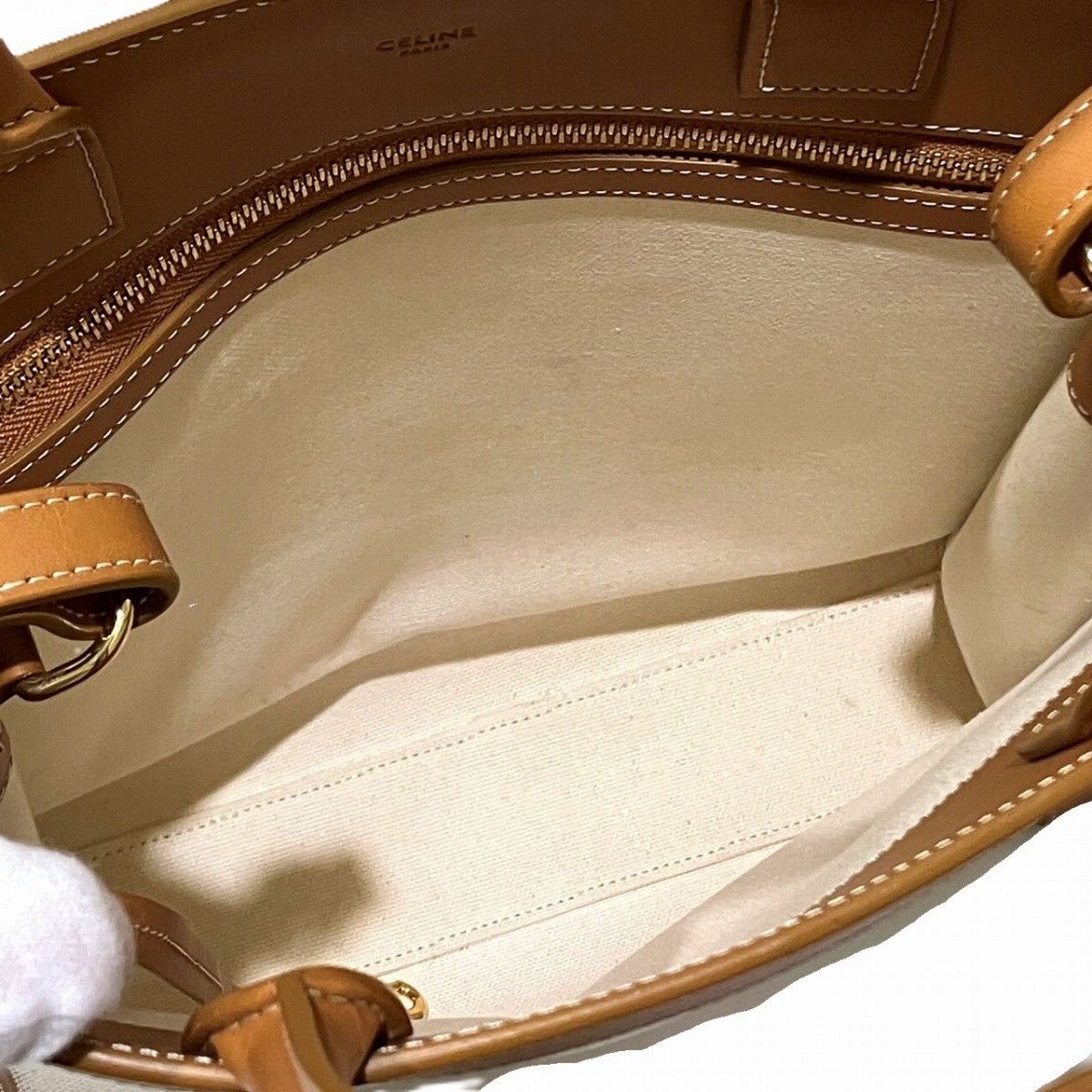 Celine Celine CELINE Vertical Cabas Canvas Leather Tote Bag Textile Tote Bag 192082 DUTY FREE for USA Size ONE SIZE - 6 Thumbnail
