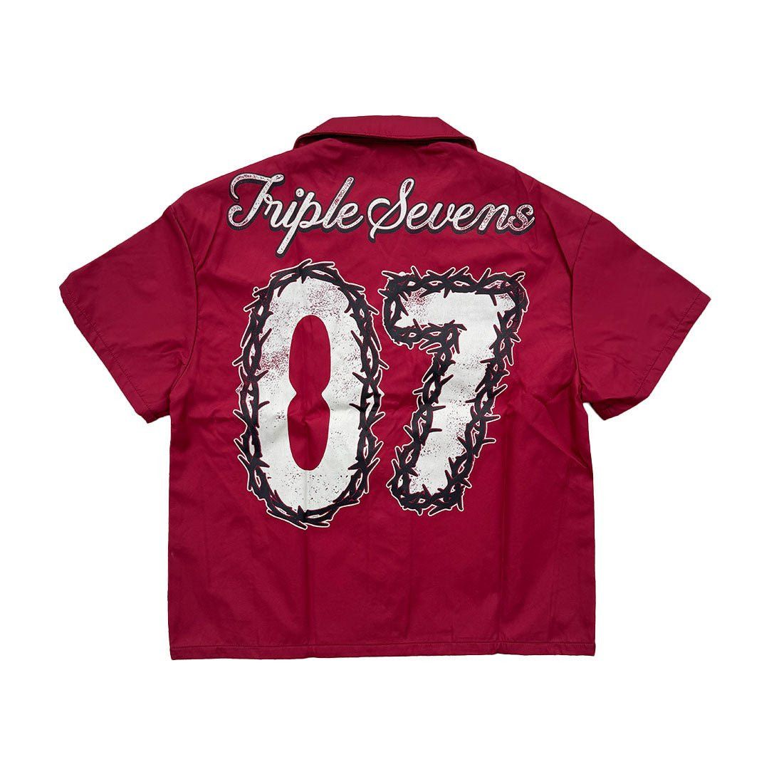 TRIPLE SEVENS Nylon Button Up Shirt Red Size US XL / EU 56 / 4 - 2 Thumbnail