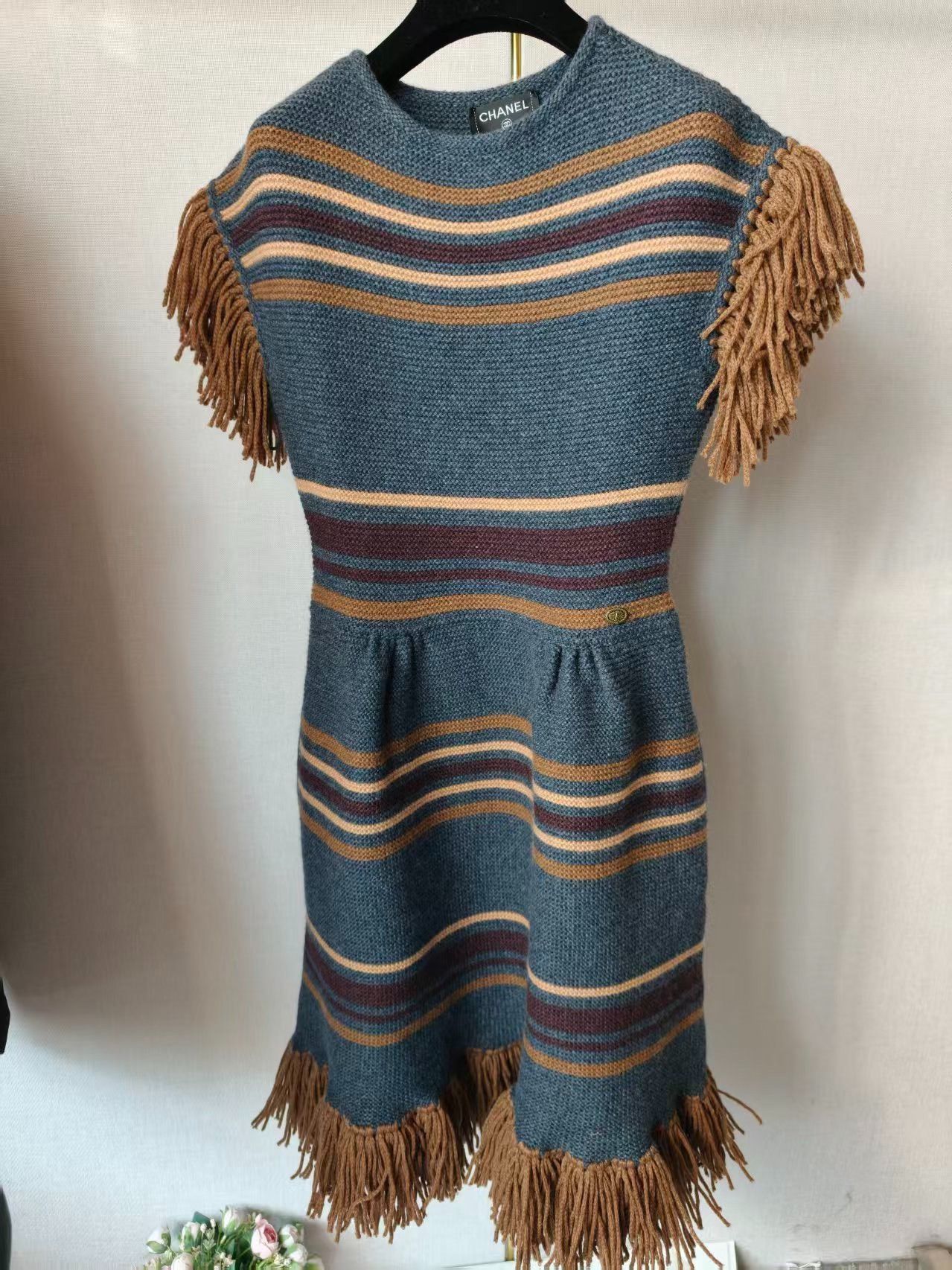 Chanel Chanel Striped Fringe Dress Size ONE SIZE - 5 Thumbnail