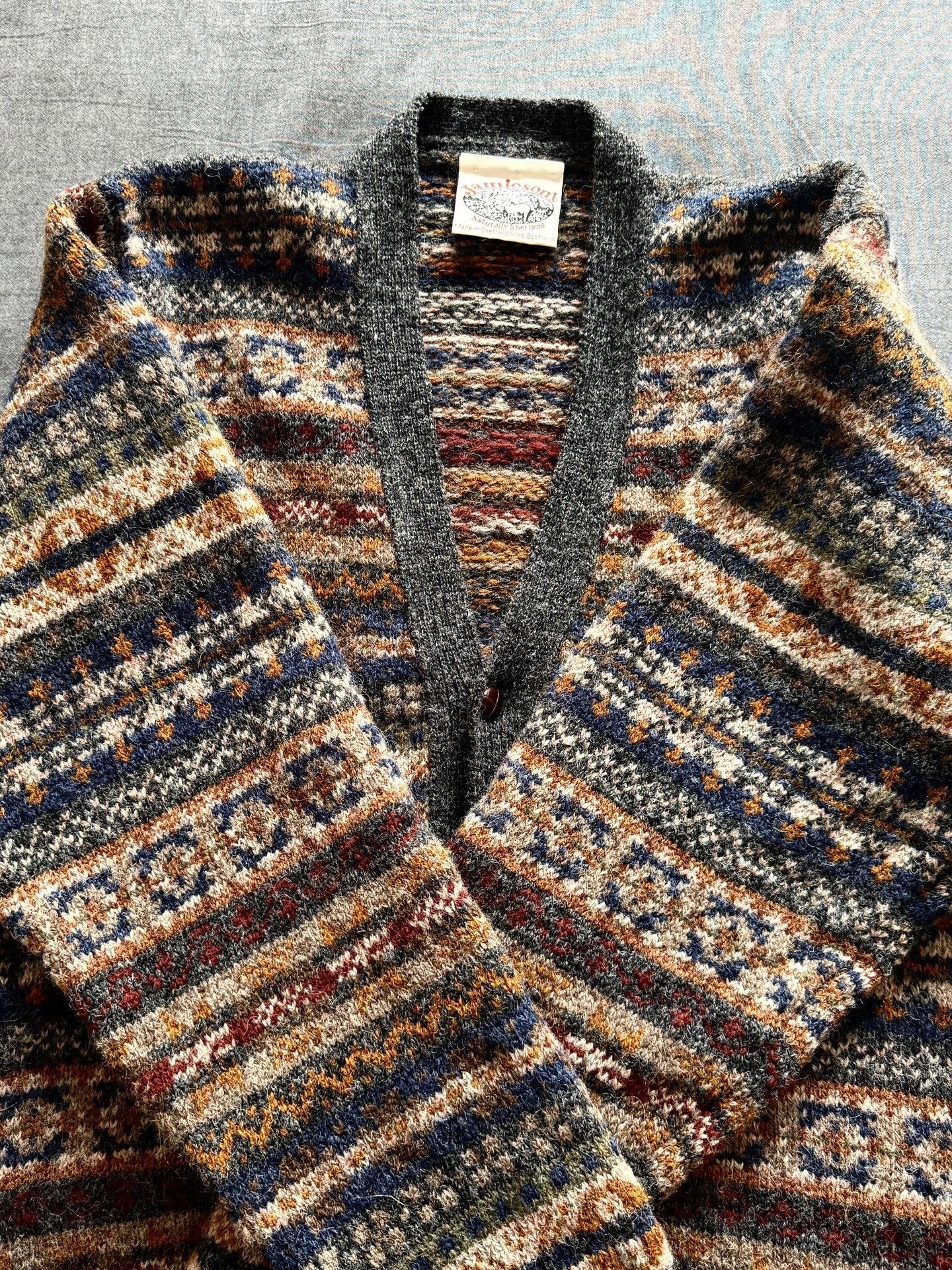 Jamiesons Of Shetland Jamieson's Fair Isle Wool Cardigan MK159V Size US XXS / EU 40 - 8 Thumbnail