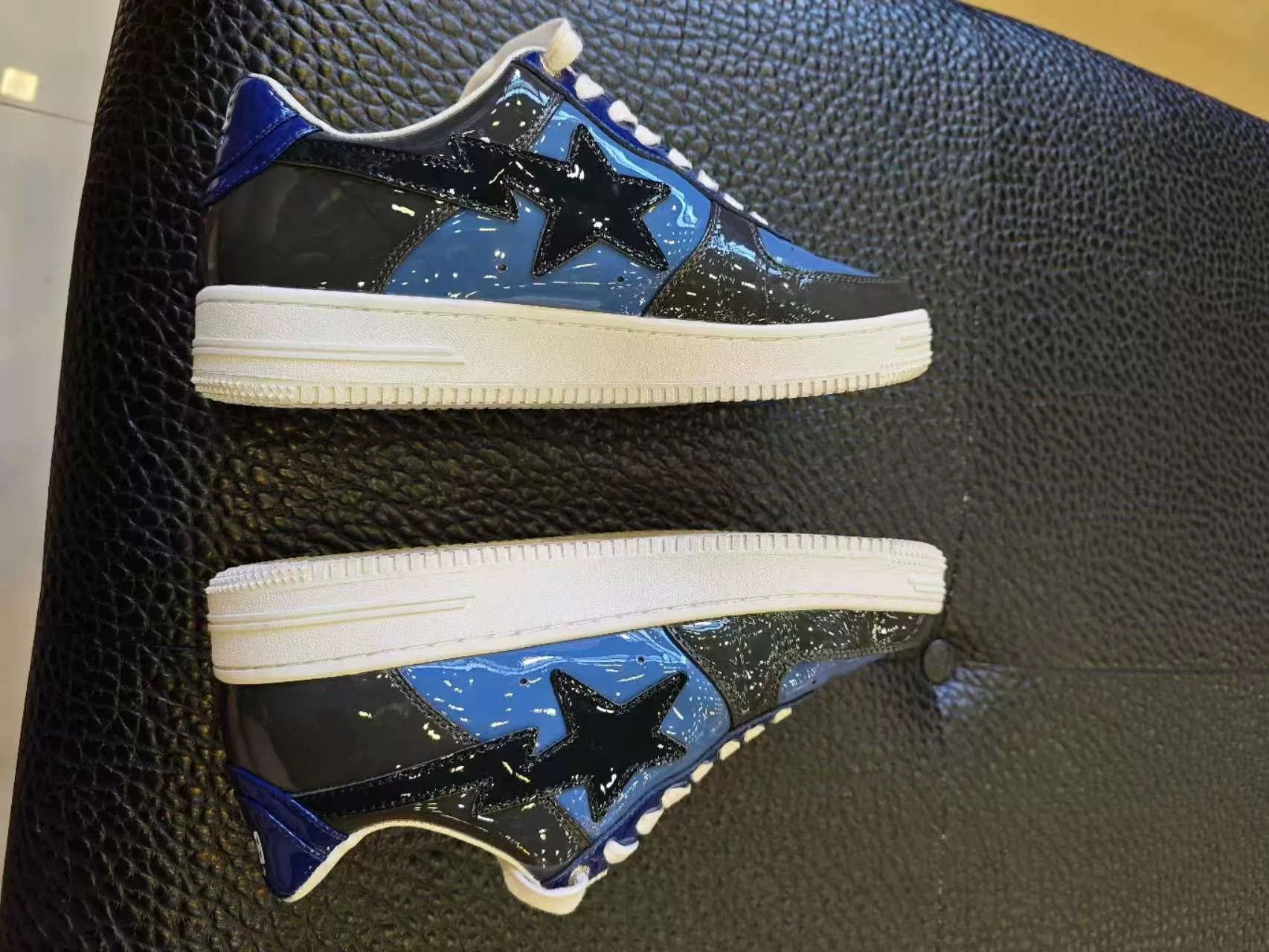 Bape BAPESTA Patent Leather Blue Low-Top Sneakers Size US 9 / EU 42 - 6 Thumbnail