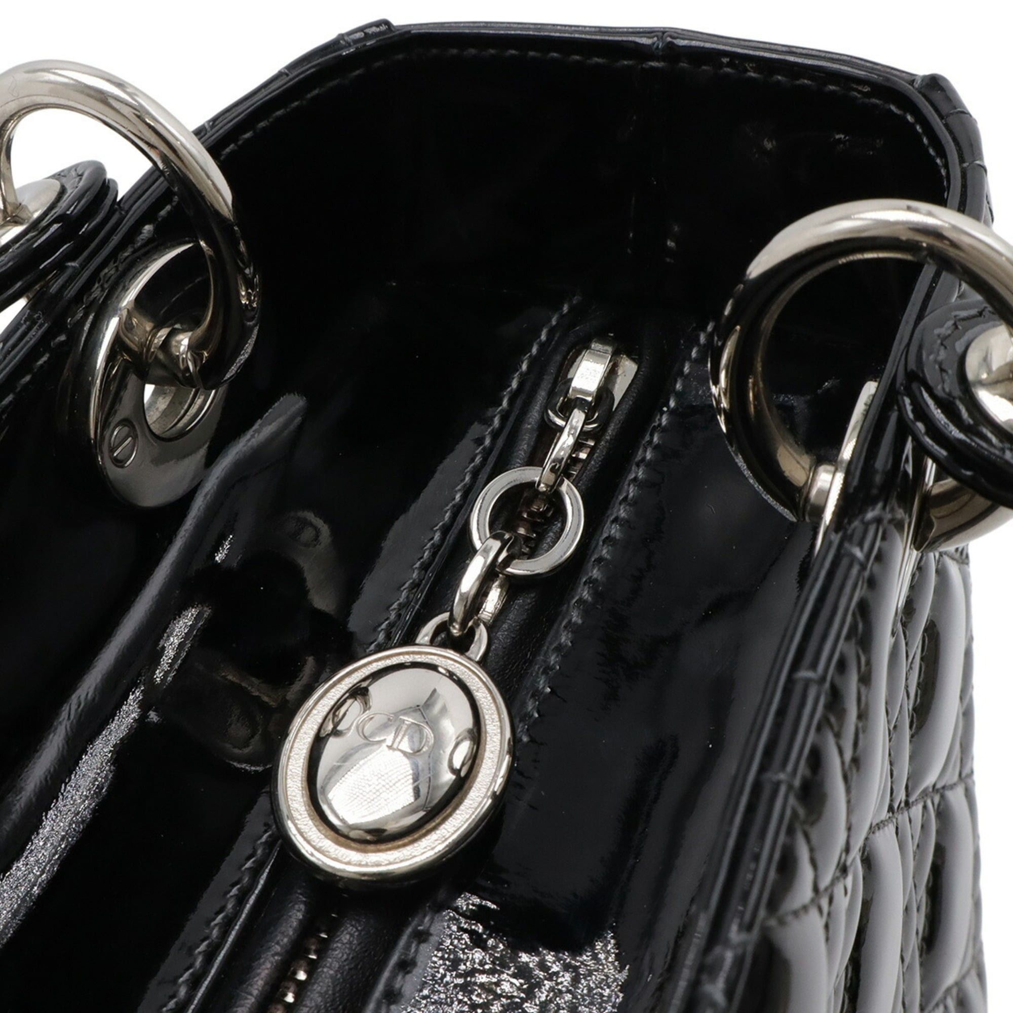 Dior Christian Dior Lady Cannage Tote Bag Shoulder in Patent Leather Black Size ONE SIZE - 6 Thumbnail