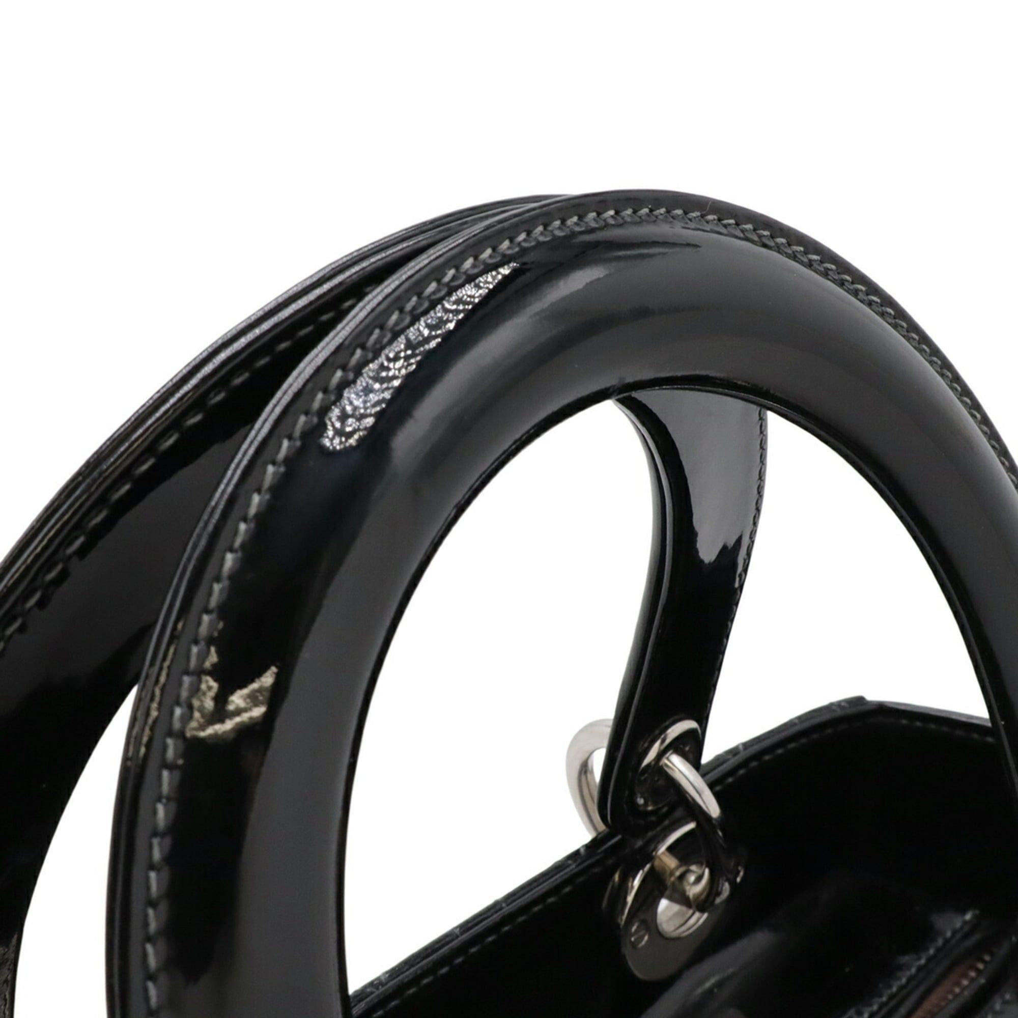 Dior Christian Dior Lady Cannage Tote Bag Shoulder in Patent Leather Black Size ONE SIZE - 7 Thumbnail