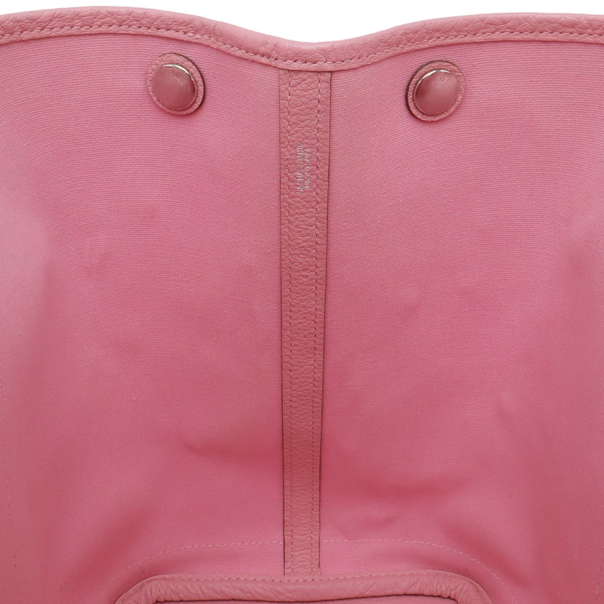 Hermes HERMES Garden Shoulder Tote Bag, Toile Officier Leather, Pink, O Stamp Size ONE SIZE - 9 Thumbnail