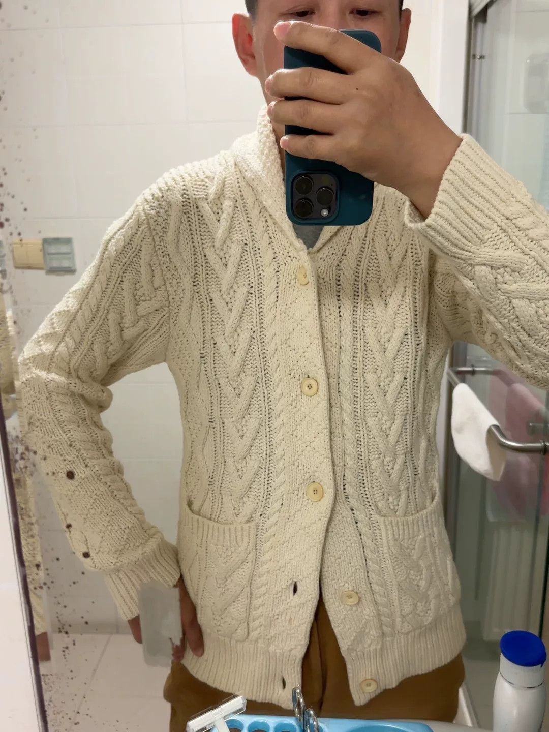 RRL Ralph Lauren RRL White Cable Knit Cardigan Size US S / EU 44-46 / 1 - 9 Thumbnail