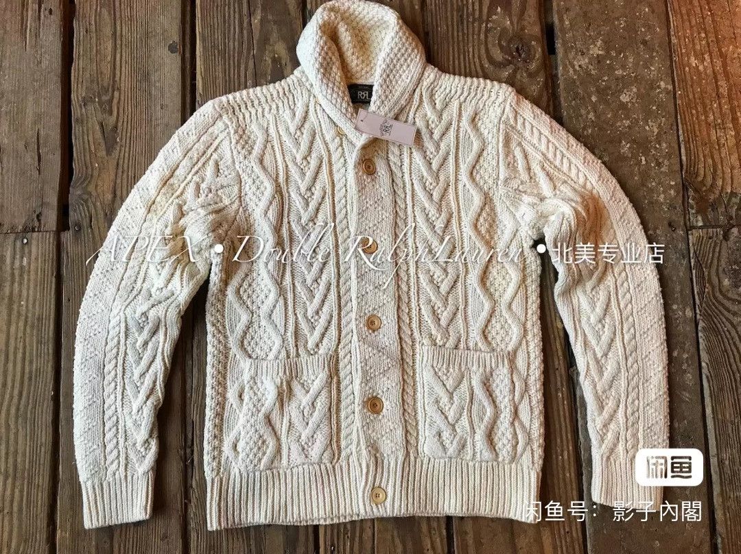 RRL Ralph Lauren RRL White Cable Knit Cardigan Size US S / EU 44-46 / 1 - 7 Thumbnail
