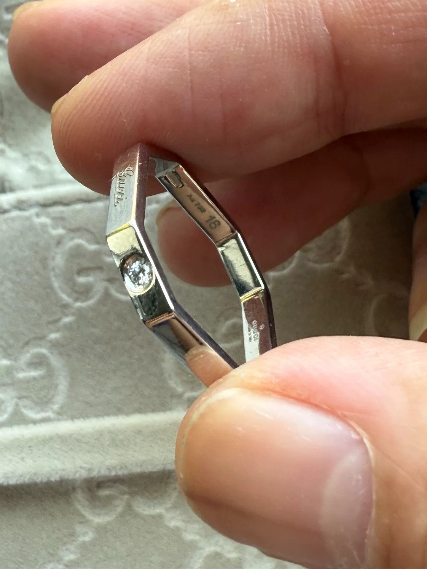 Gucci Gucci Platinum Double Diamond Hexagon Ring Size ONE SIZE - 3 Thumbnail