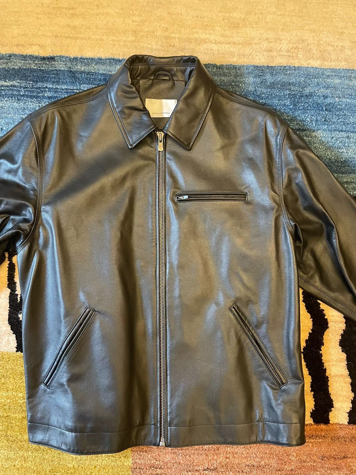 Other Massulti Black Cowhide Leather Jacket Size US XL / EU 56 / 4 - 2 Thumbnail