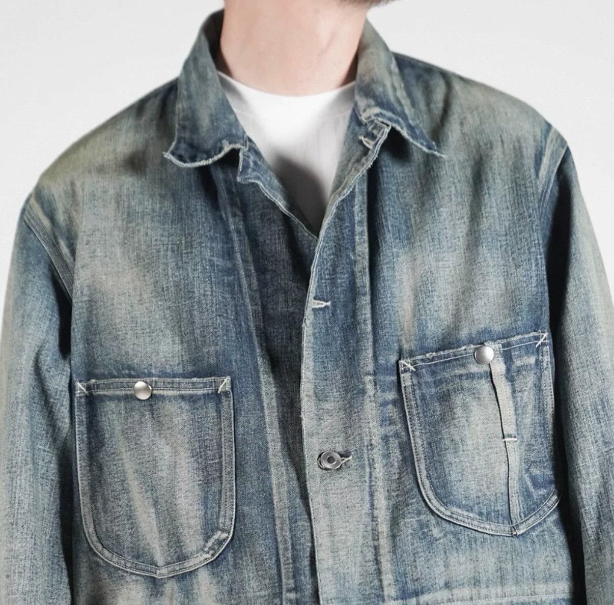 A.PRESSE A.presse Vintage Washed Denim Jacket Size US S / EU 44-46 / 1 - 4 Thumbnail