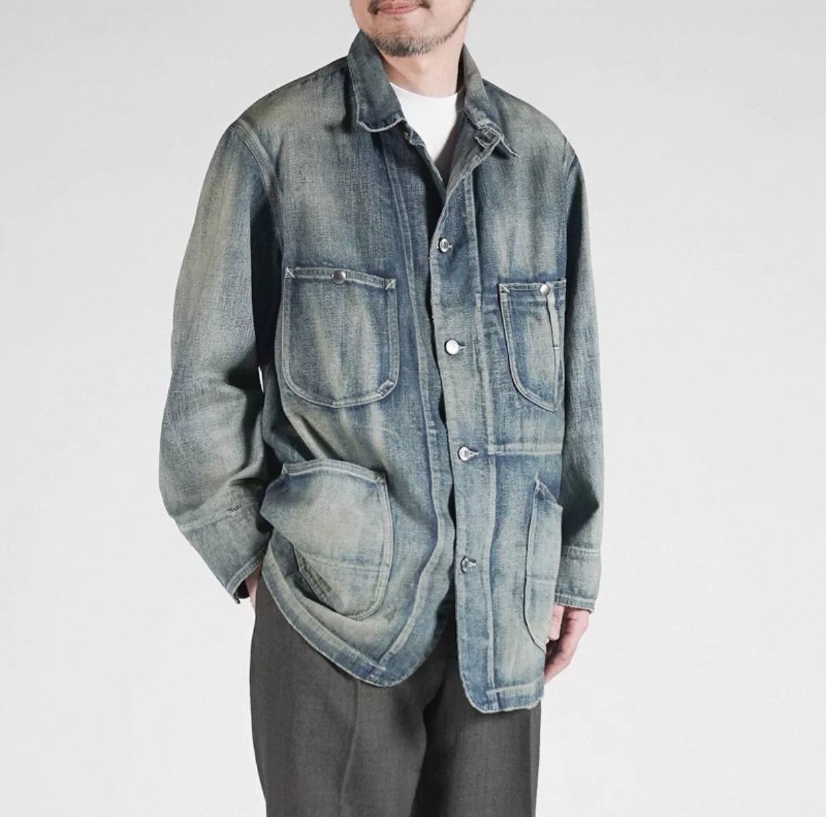 A.PRESSE A.presse Vintage Washed Denim Jacket Size US S / EU 44-46 / 1 - 3 Thumbnail