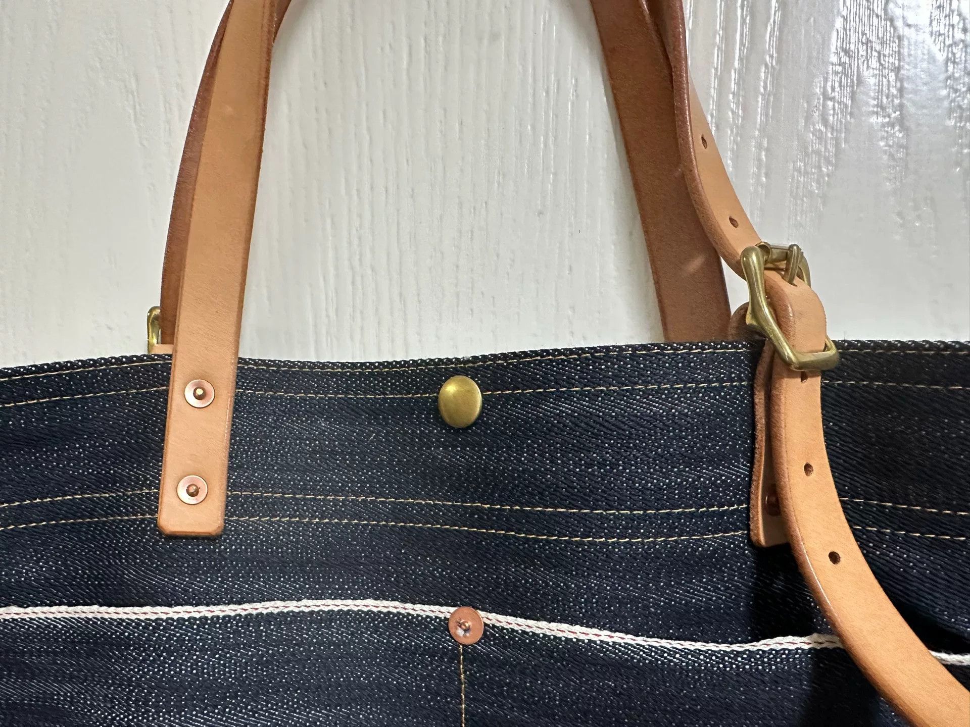 Other Medium Denim Leather Bucket Backpack Size ONE SIZE - 3 Thumbnail