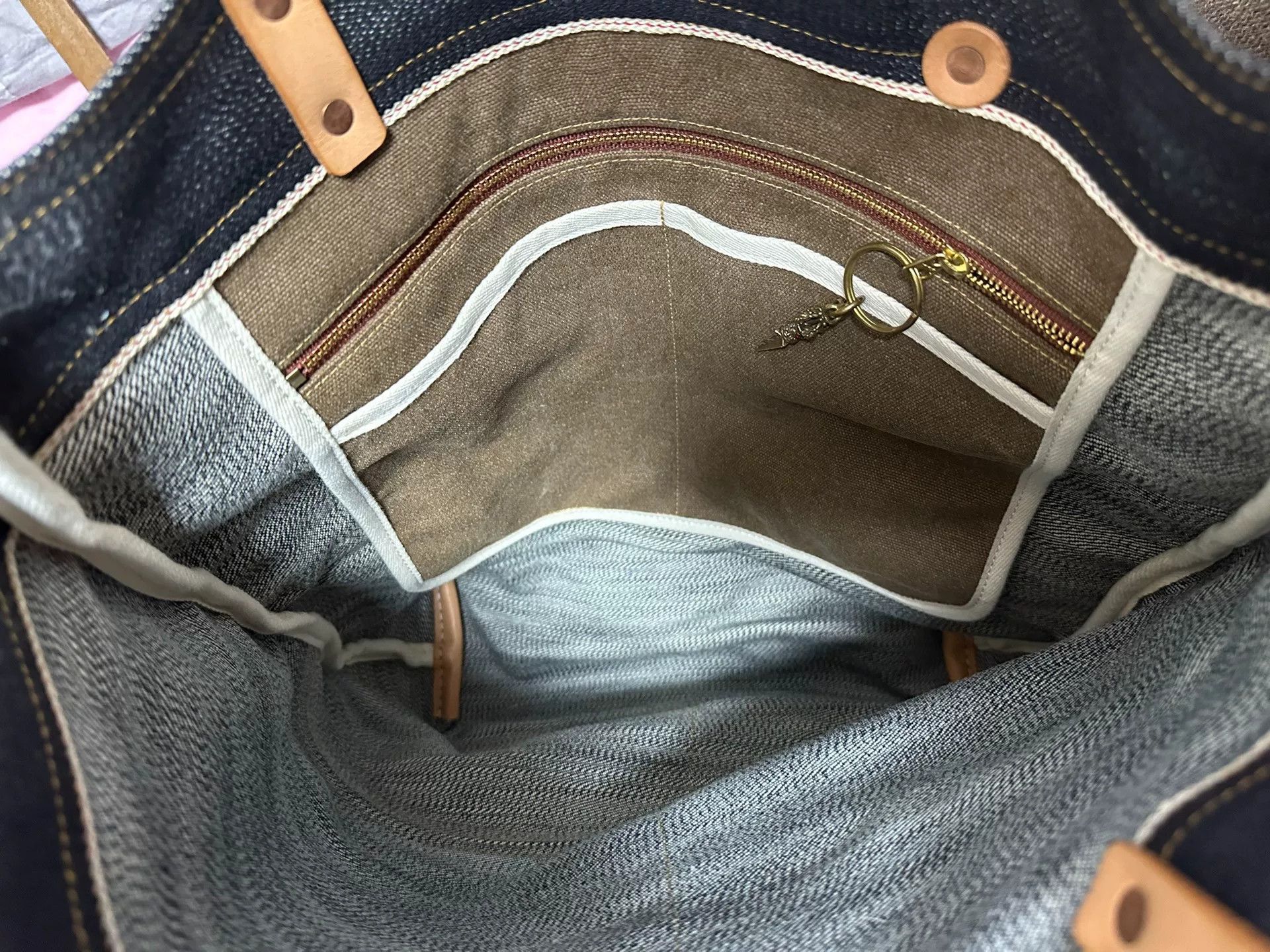 Other Medium Denim Leather Bucket Backpack Size ONE SIZE - 7 Thumbnail